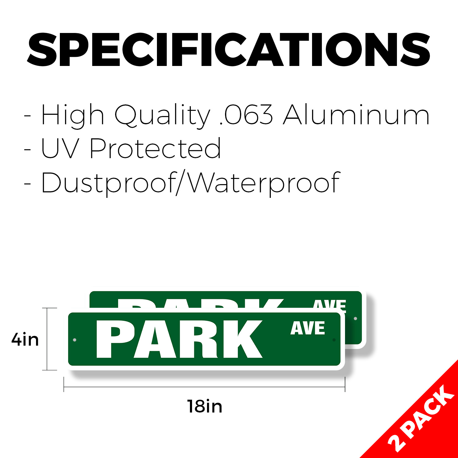 PARK AVE Street Sign (2 Pack) Plastic Metal Road Sign New York NY Central Park - Picture 6 of 7