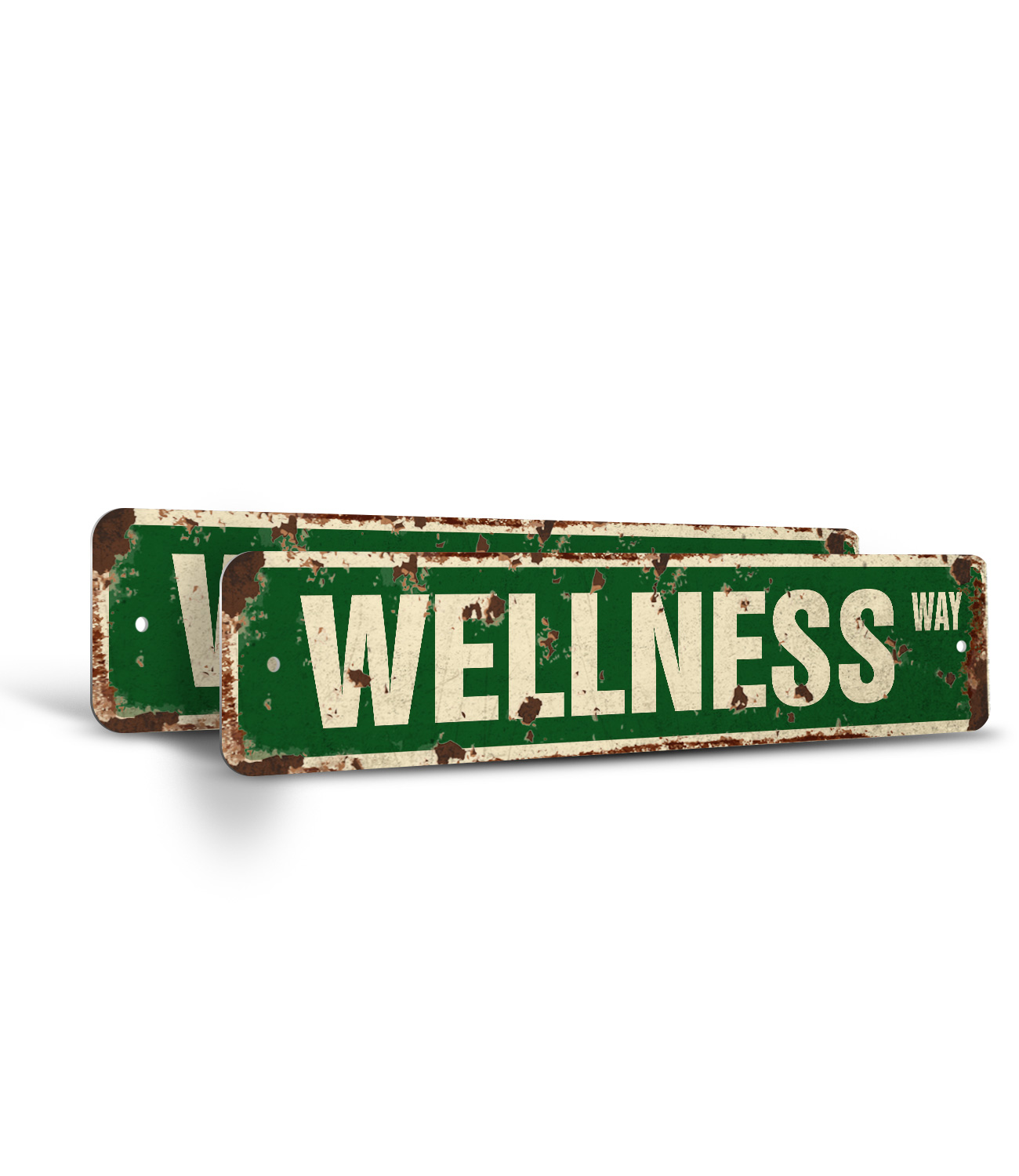 WELLNESS Vintage Style Rustic Street Sign Childrens Name Room Metal Road Sign