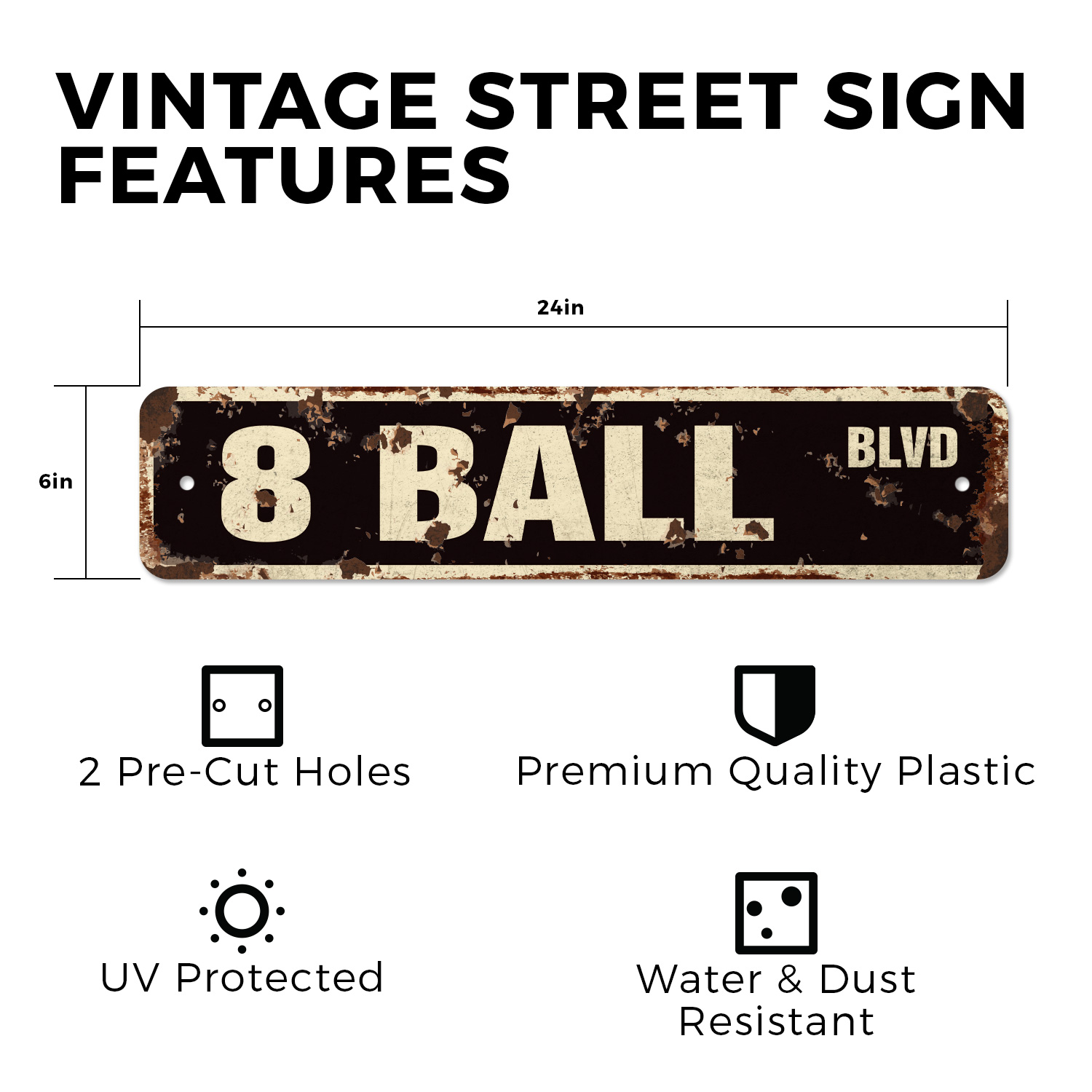 8 BALL Vintage Style Street Sign Metal Plastic billiards pool cue pooltable dart - Picture 6 of 11