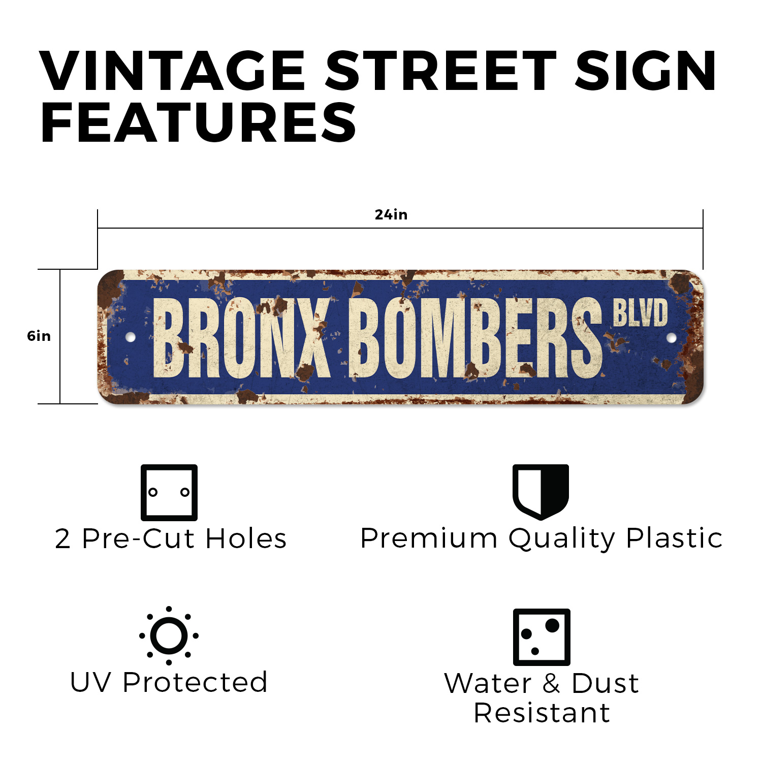 BRONX BOMBERS Vintage Style Street Sign Metal Road Sign new york baseball fan NY - Picture 6 of 11