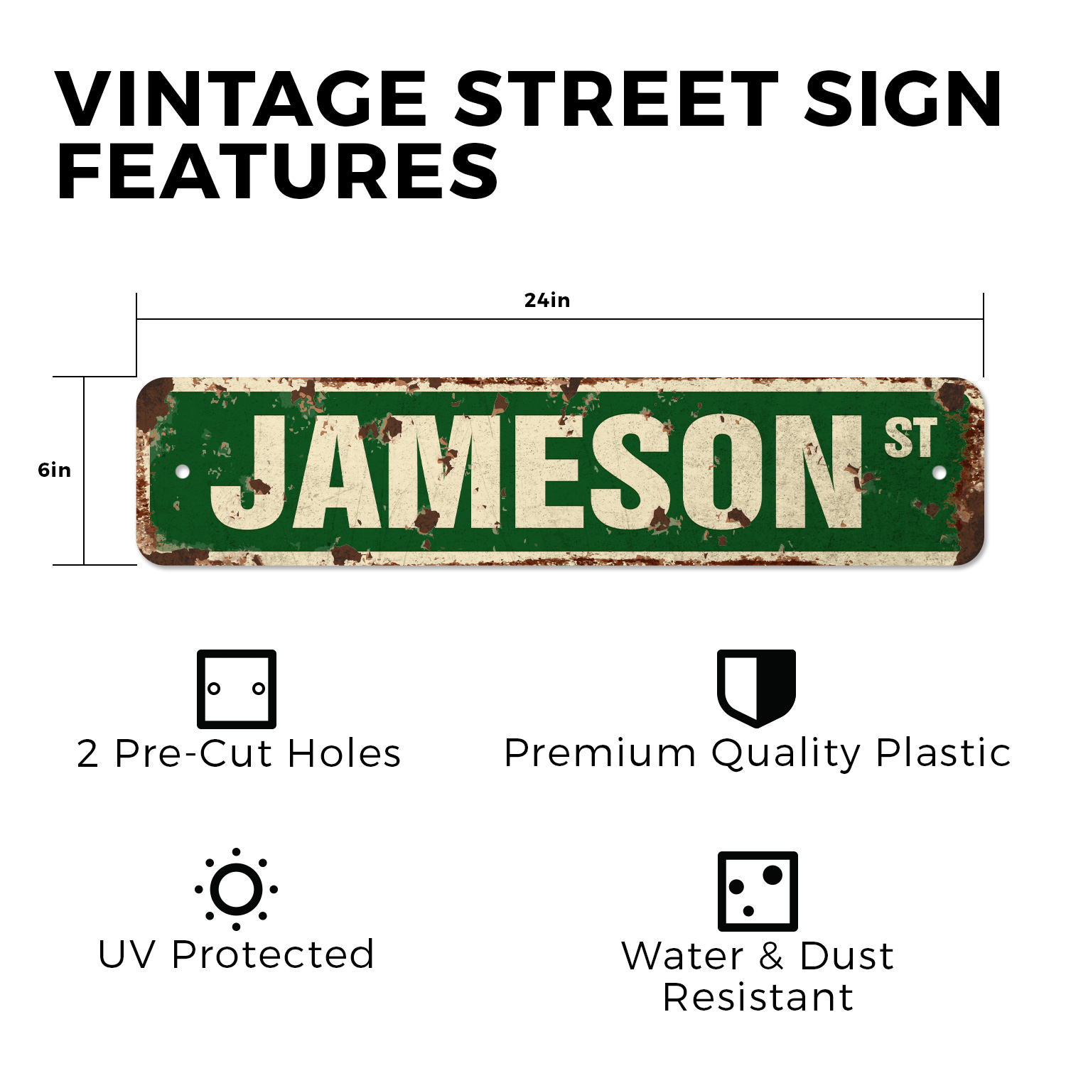 JAMESON Vintage Style Rustic Street Sign Childrens Name Room Metal Road Sign - Picture 6 of 11