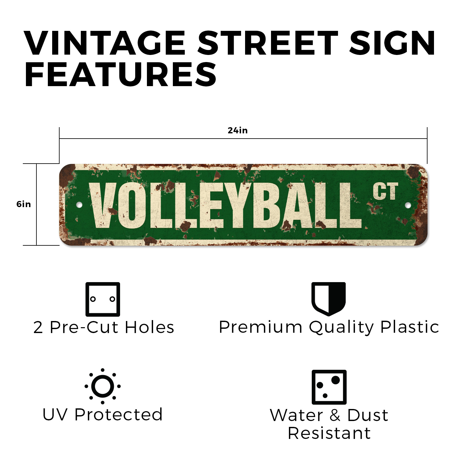 VOLLEYBALL Vintage Style Street Sign Plastic Metals ball net player team - Picture 6 of 11