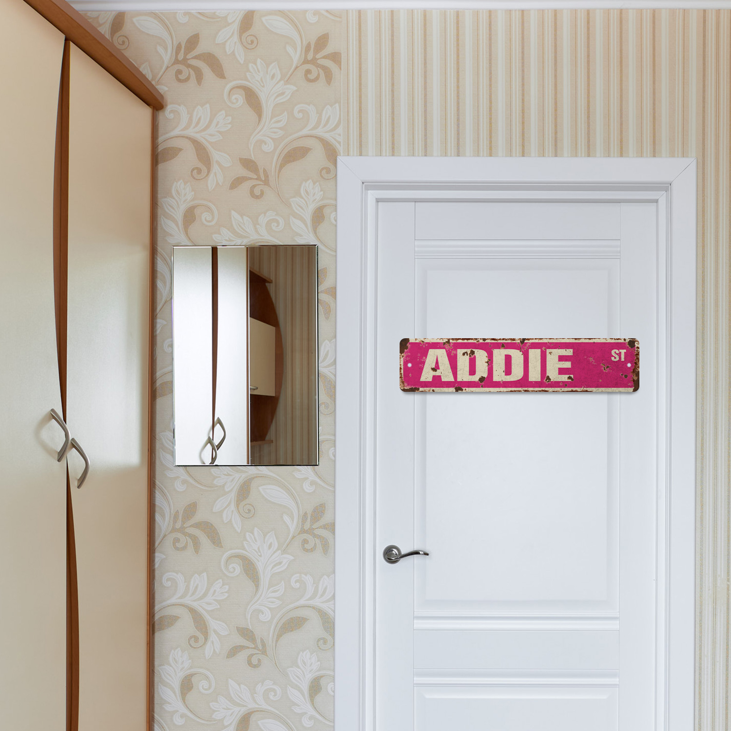 ADDIE Vintage Style Rustic Street Sign Childrens Name Room Metal Road ...