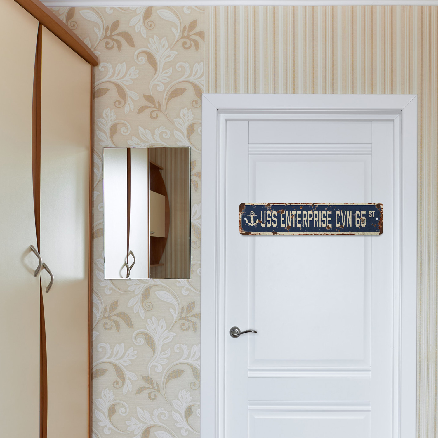 USS ENTERPRISE CVN 65 Vintage Style Street Sign us navy ship veteran sailor gift - Picture 7 of 9
