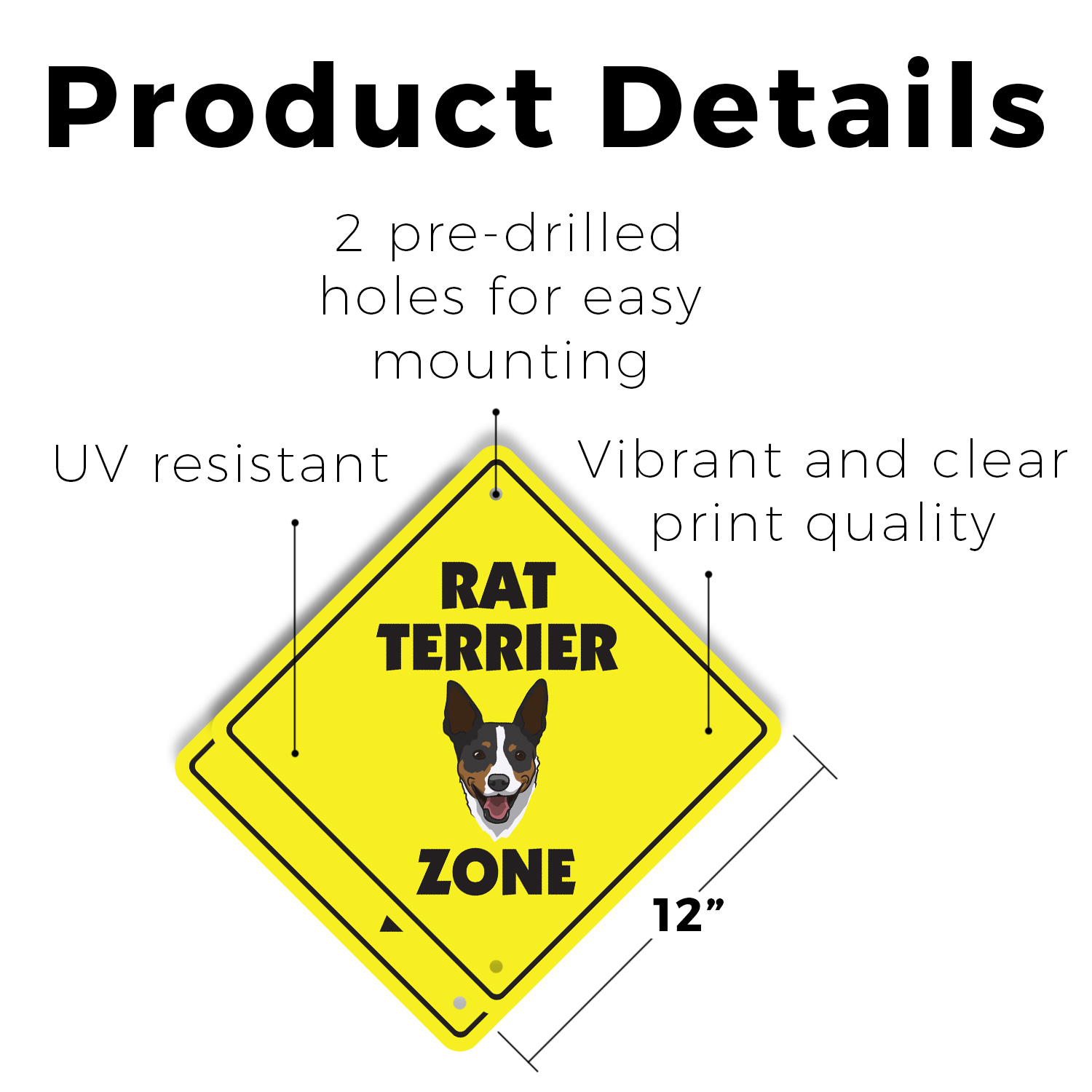 Rat Terrier Plastic Street Sign Crossing Xing Gift Novelty Funny - Picture 8 of 21