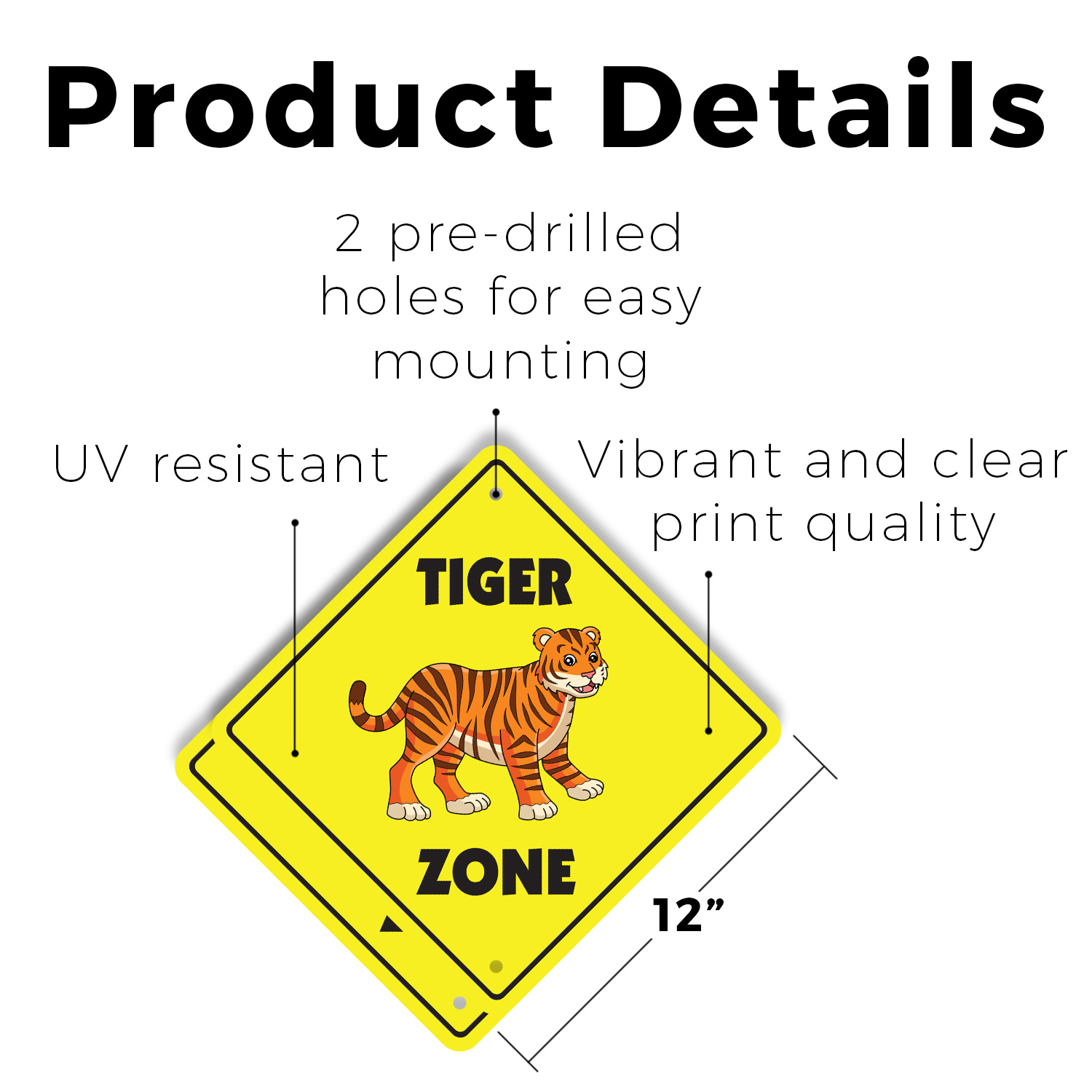 Tiger Plastic Street Sign Crossing Xing Gift Novelty Funny - Picture 8 of 21