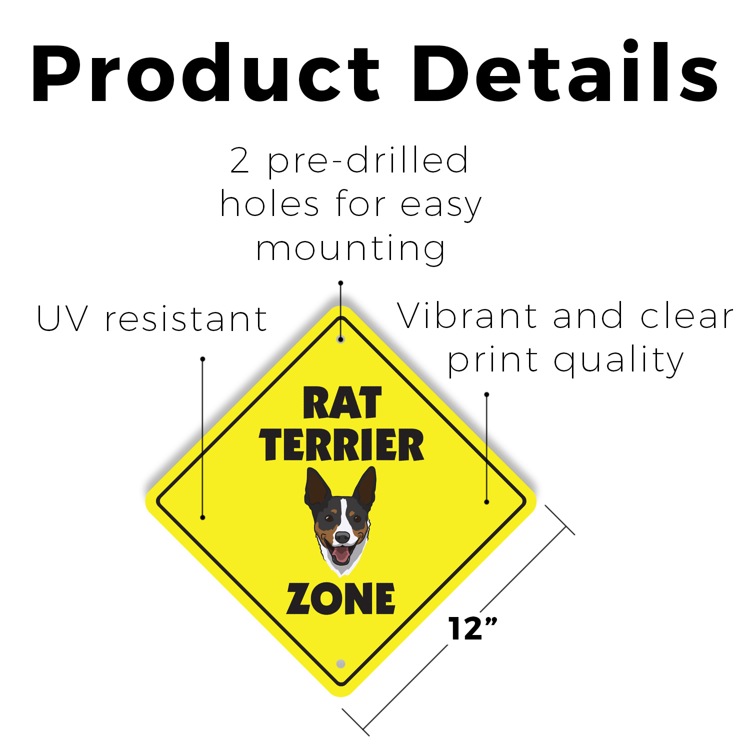 Rat Terrier Plastic Street Sign Crossing Xing Gift Novelty Funny - Picture 15 of 21