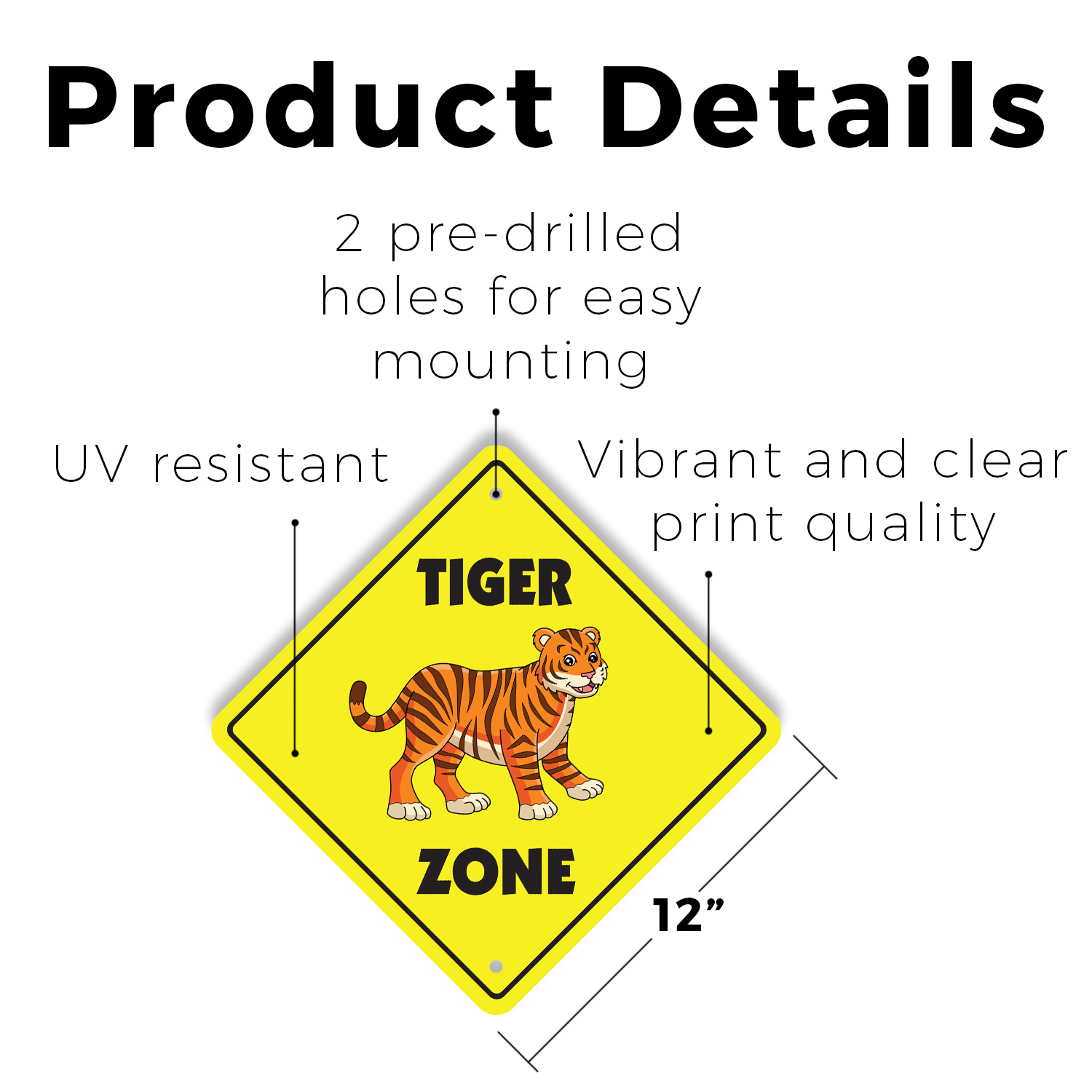 Tiger Plastic Street Sign Crossing Xing Gift Novelty Funny - Picture 15 of 21