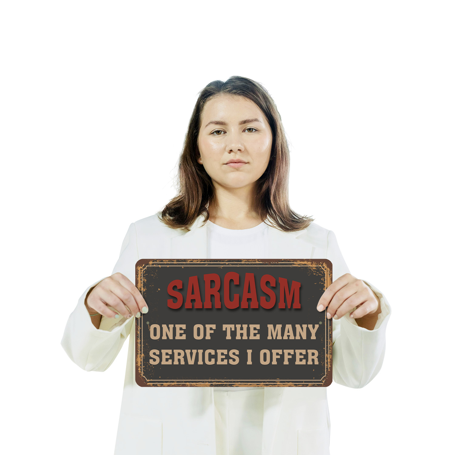 Sarkasmus einer der vielen Dienstleistungen, die ich anbiete Neuheit Schild Spaß Geschenk wetterfest - Bild 14 von 27