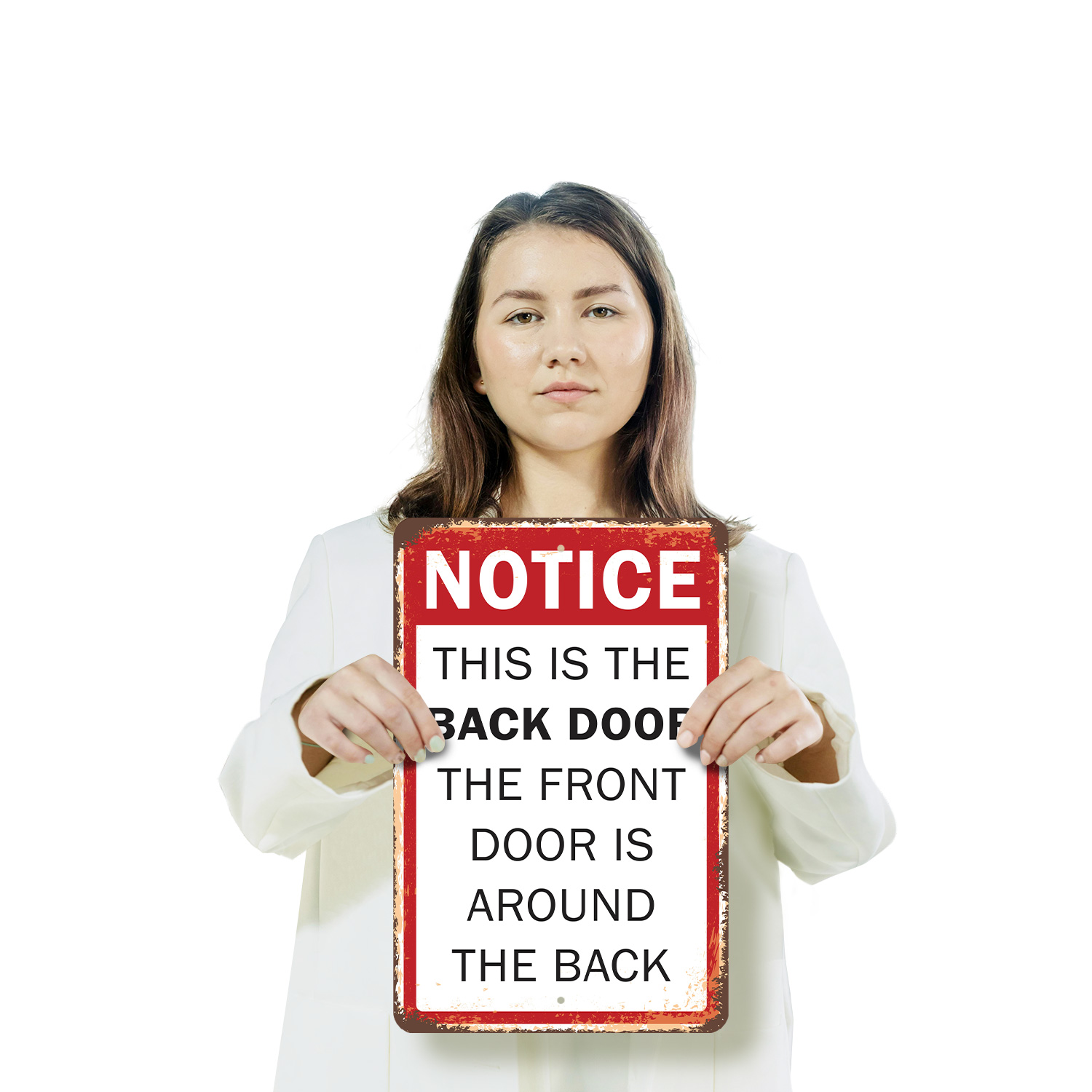 Notice This Is the Back Door Novelty Sign Fun Gift Durable Weatherproof - Picture 13 of 26