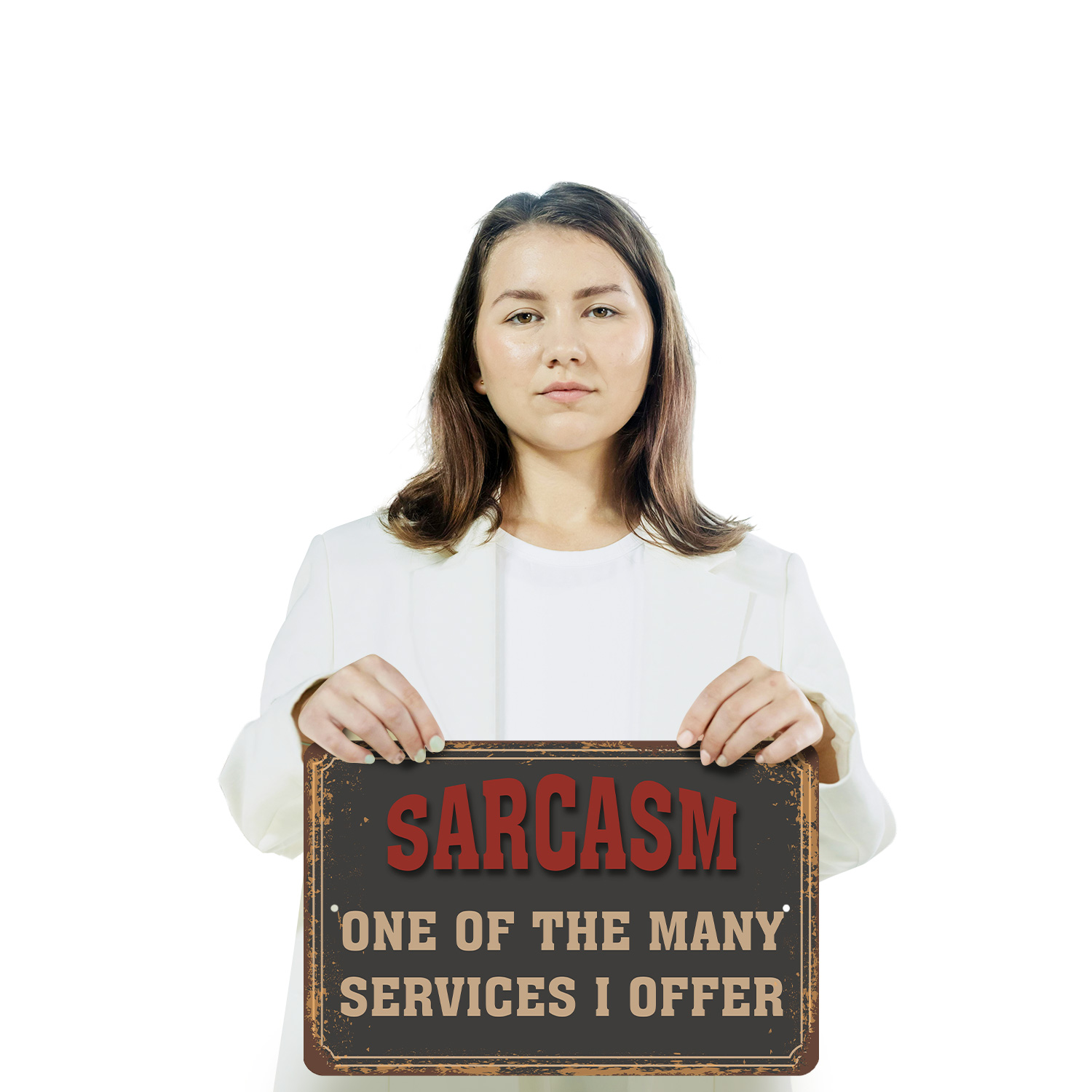 Sarkasmus einer der vielen Dienstleistungen, die ich anbiete Neuheit Schild Spaß Geschenk wetterfest - Bild 17 von 27