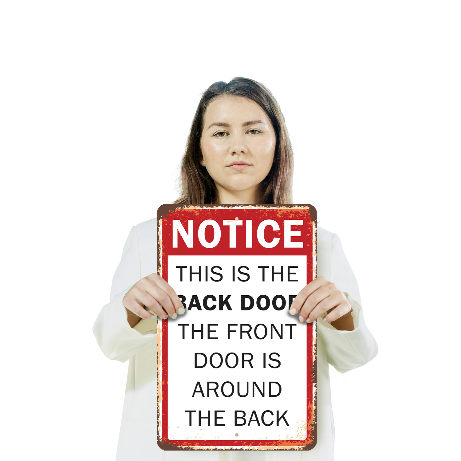 Notice This Is the Back Door Novelty Sign Fun Gift Durable Weatherproof - Picture 18 of 26