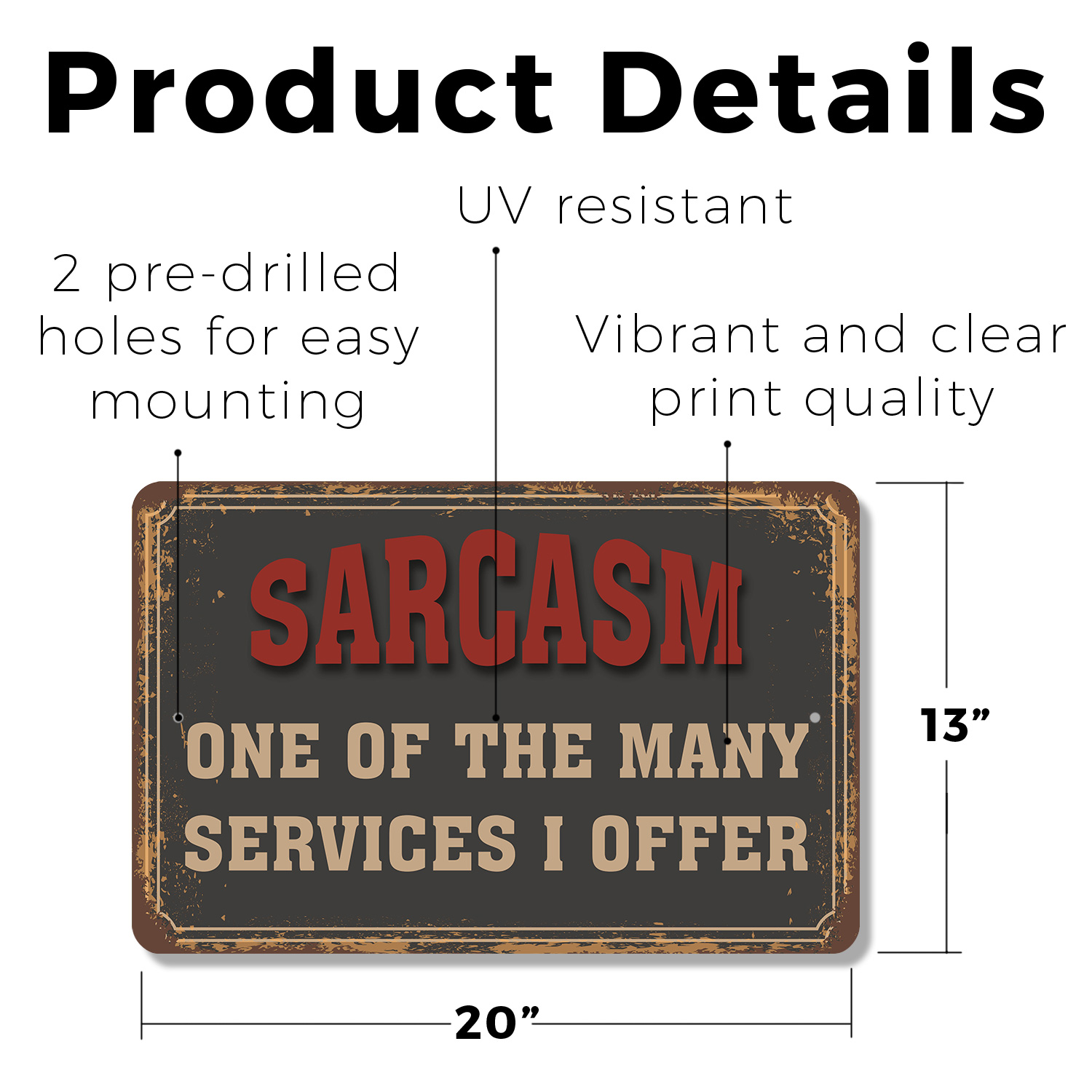 Sarkasmus einer der vielen Dienstleistungen, die ich anbiete Neuheit Schild Spaß Geschenk wetterfest - Bild 19 von 27