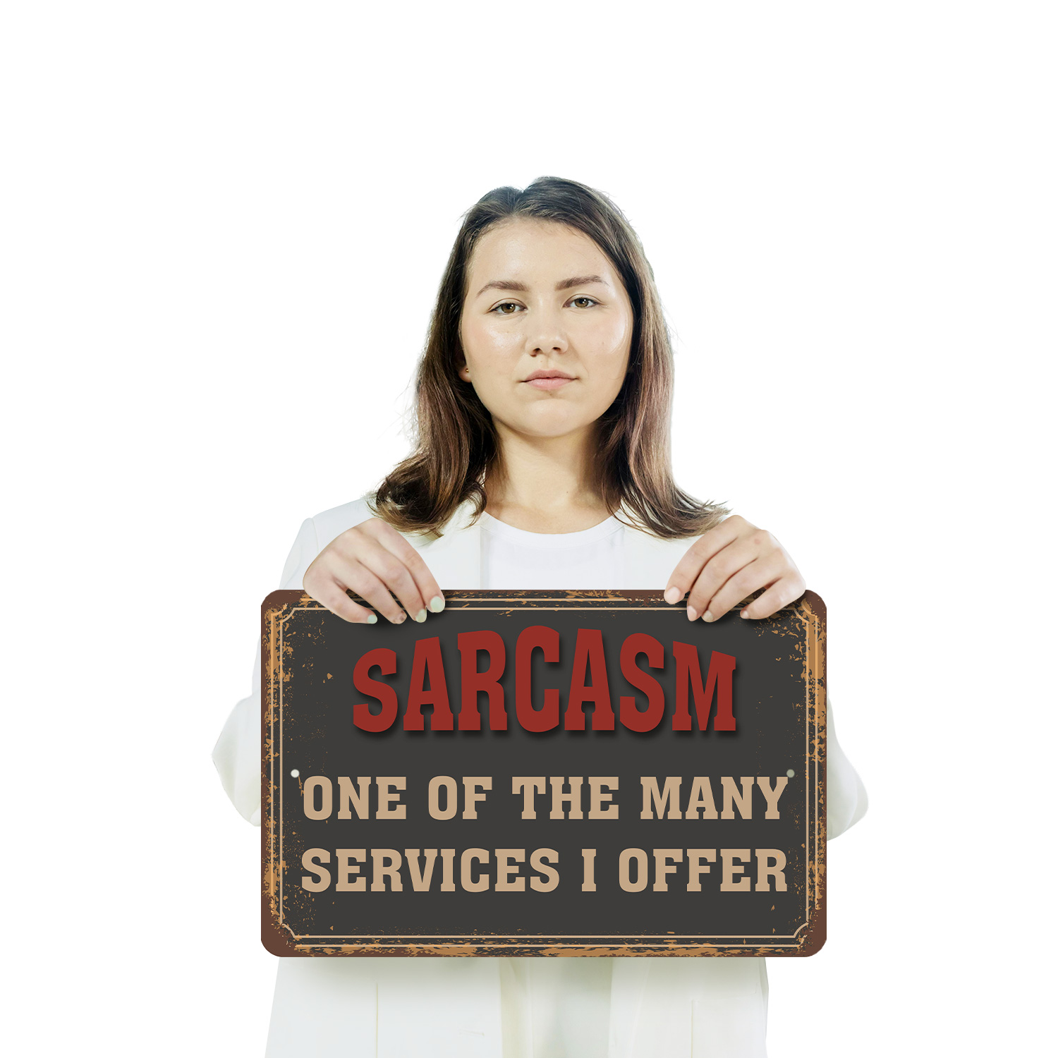 Sarkasmus einer der vielen Dienstleistungen, die ich anbiete Neuheit Schild Spaß Geschenk wetterfest - Bild 20 von 27