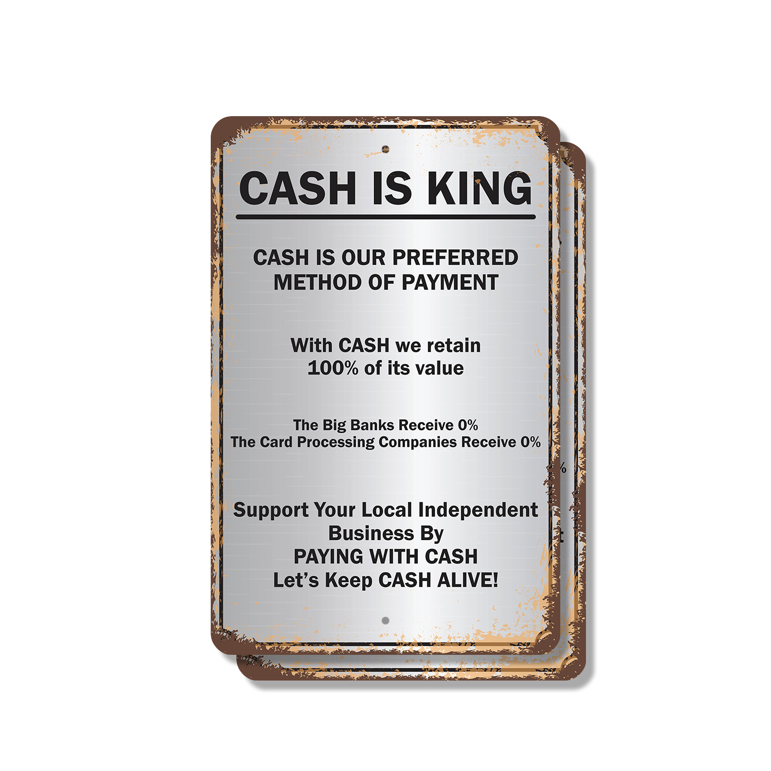 Cash Is King Preferred Method of Payment Novelty Sign Fun Gift Weatherproof - Picture 9 of 26