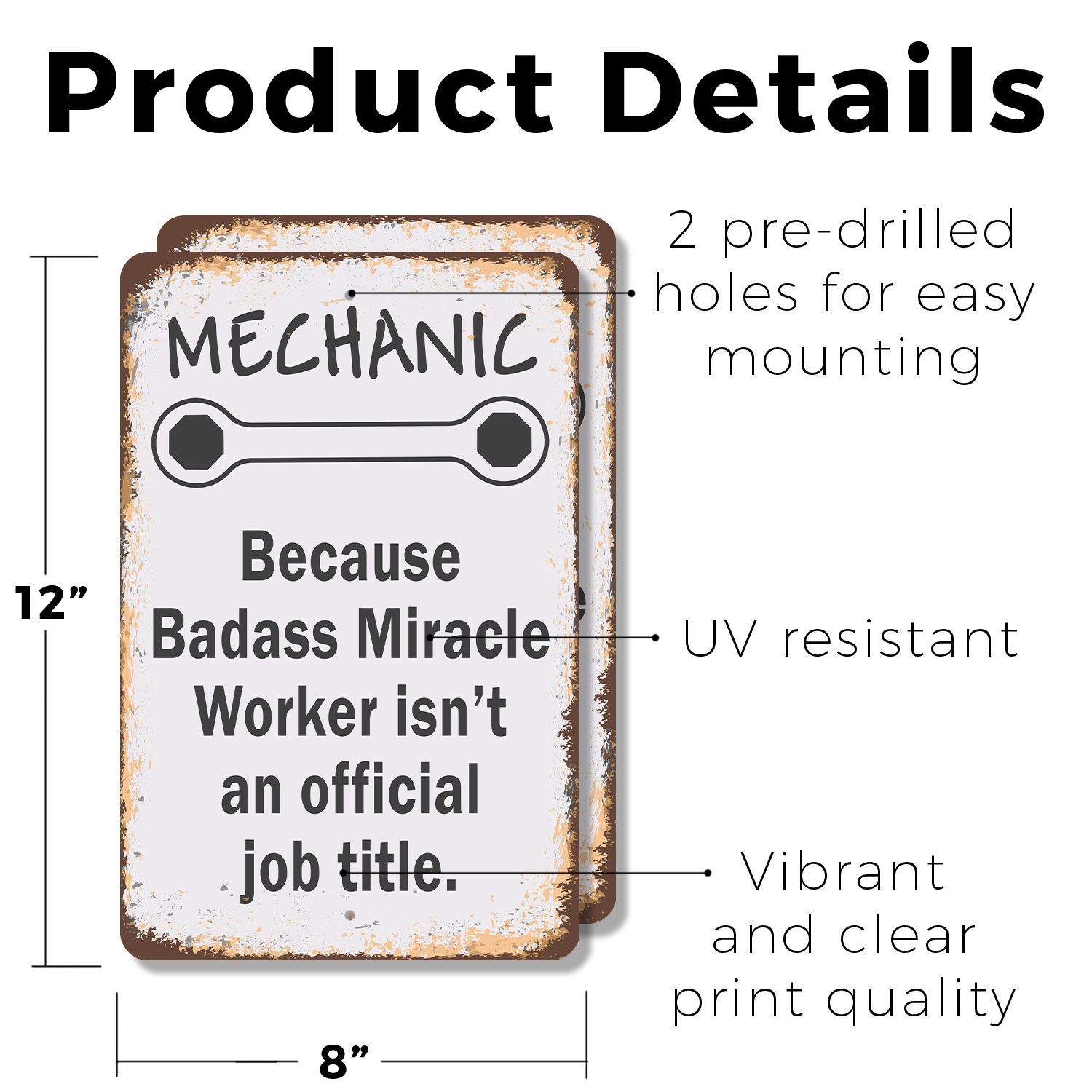 Mechanic Because Badass Miracle Worker Novelty Sign Fun Gift Weatherproof - Picture 10 of 27