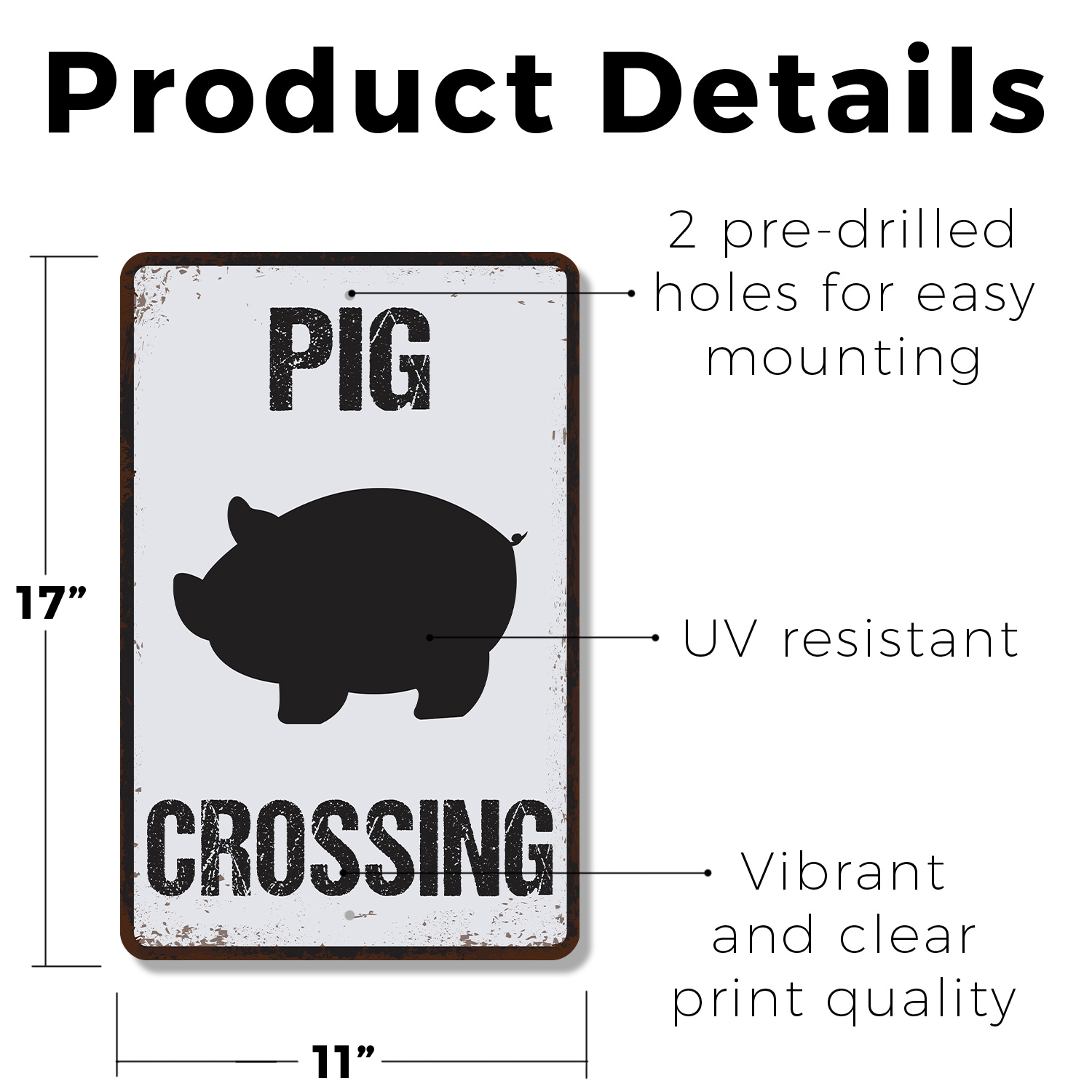 Pig Crossing Distressed Swine Hog Farm Sign Oink And Yield Perfect for Barn - Picture 12 of 26