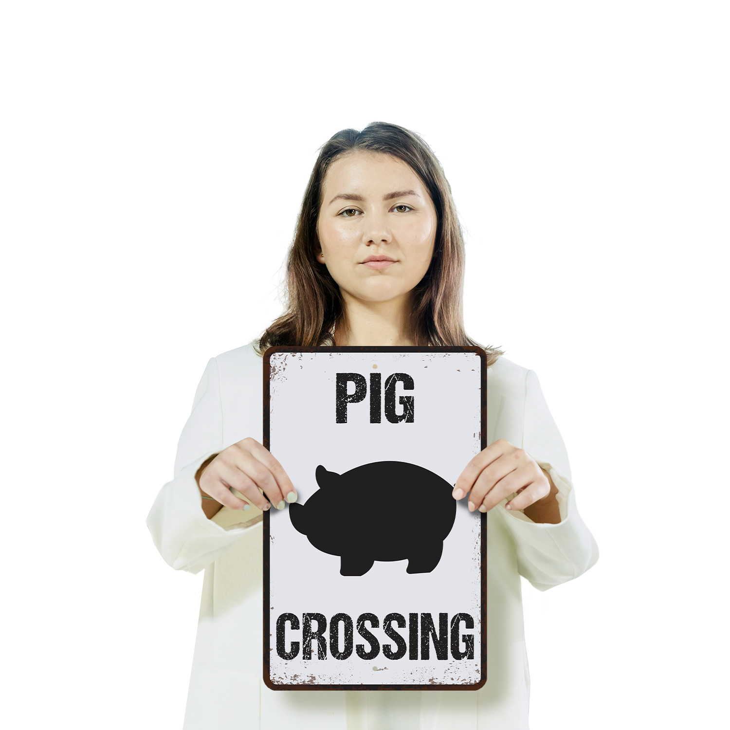 Pig Crossing Distressed Swine Hog Farm Sign Oink And Yield Perfect for Barn - Picture 13 of 26