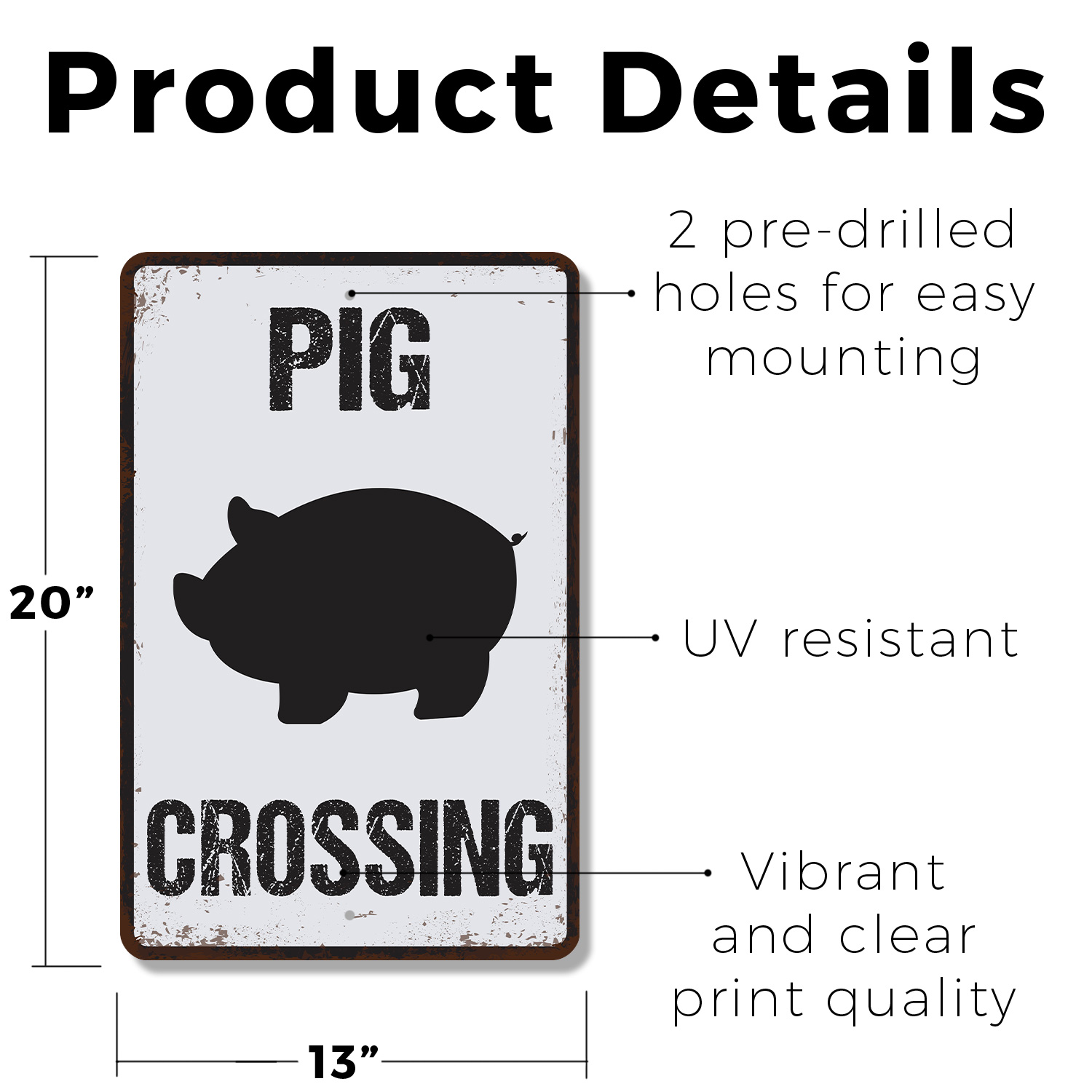 Pig Crossing Distressed Swine Hog Farm Sign Oink And Yield Perfect for Barn - Picture 17 of 26