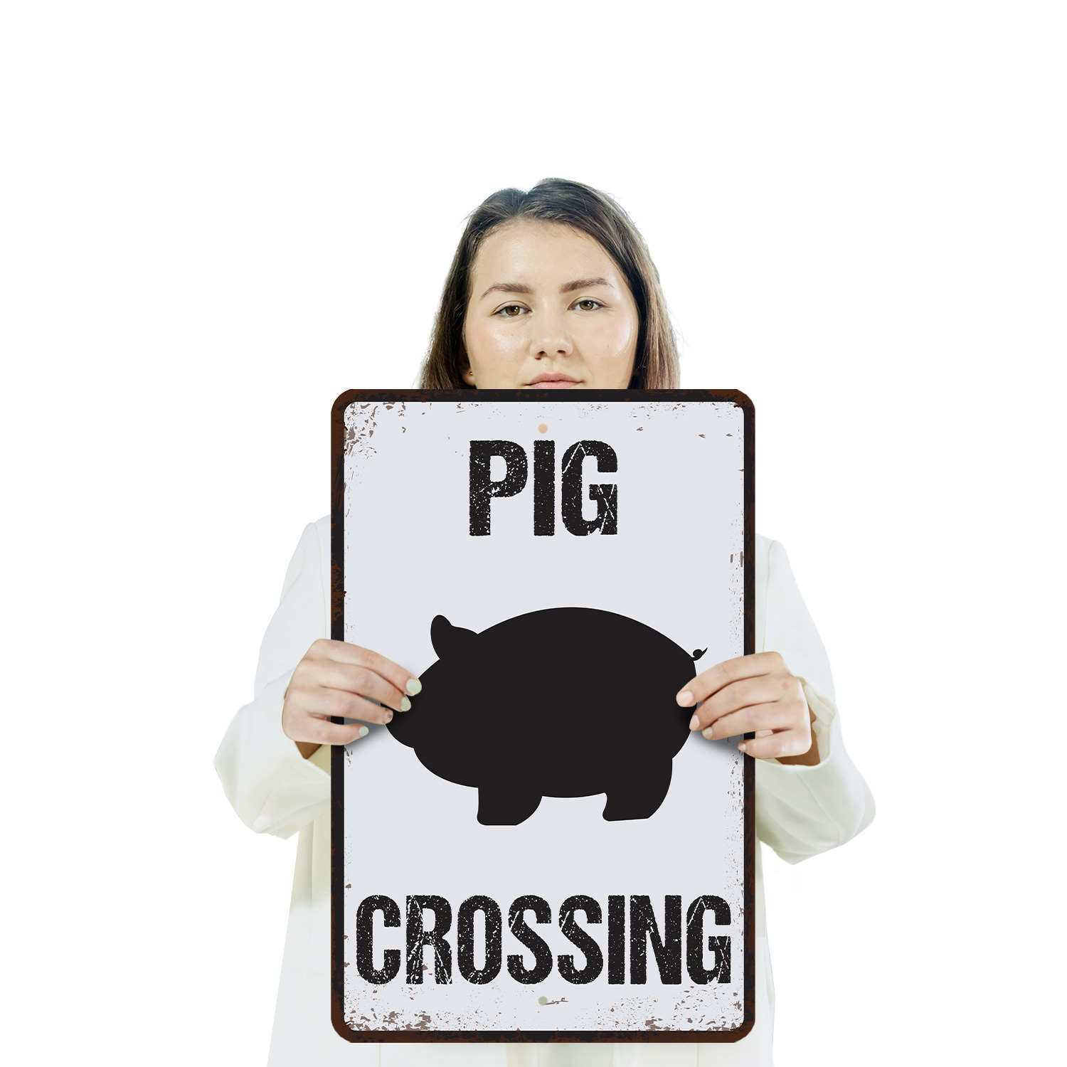 Pig Crossing Distressed Swine Hog Farm Sign Oink And Yield Perfect for Barn - Picture 18 of 26