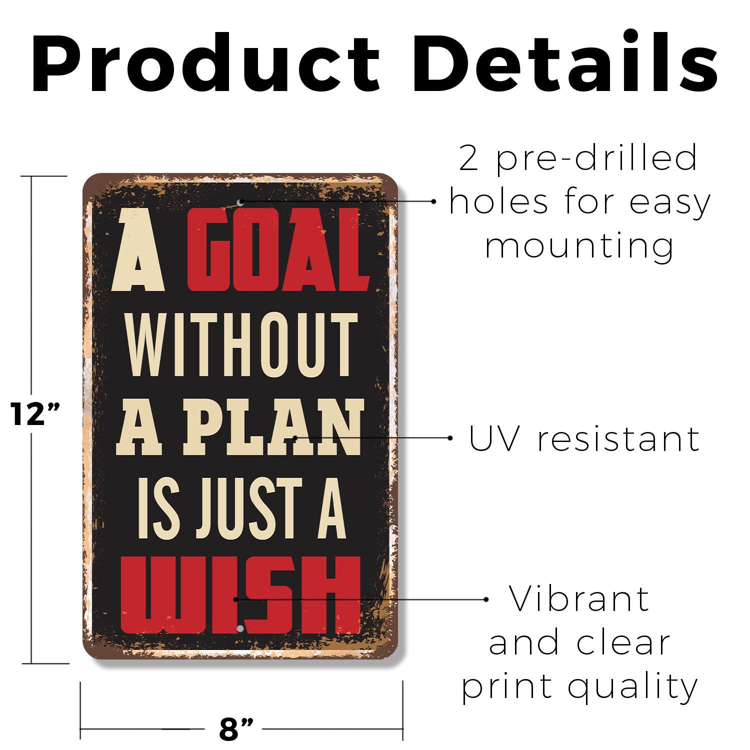 A Goal Without A Plan Is Just A Wish Vintage Style Sign Write It Map It Do It - Picture 10 of 26