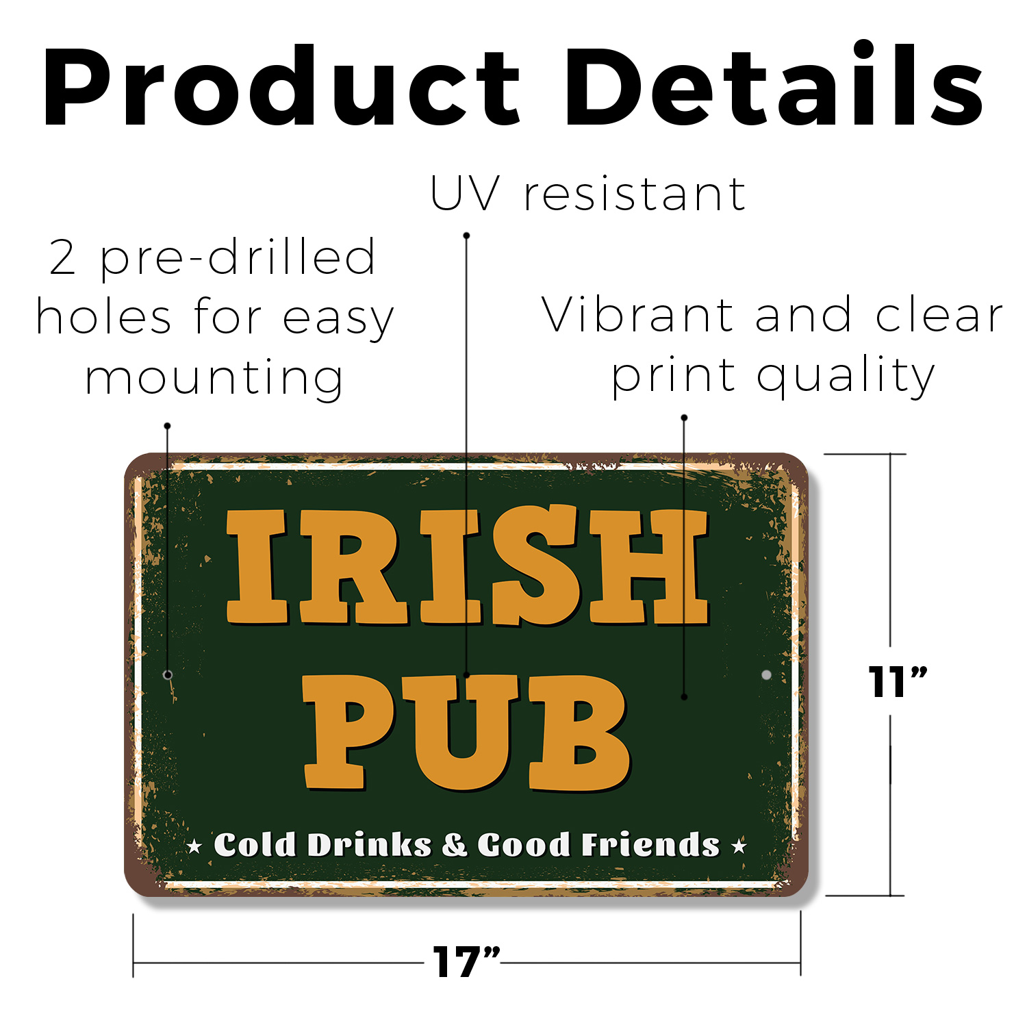 Irish Pub Street Sign Good Craic Cold Pints Durable Perfect for Bars Kitchens - Picture 12 of 26