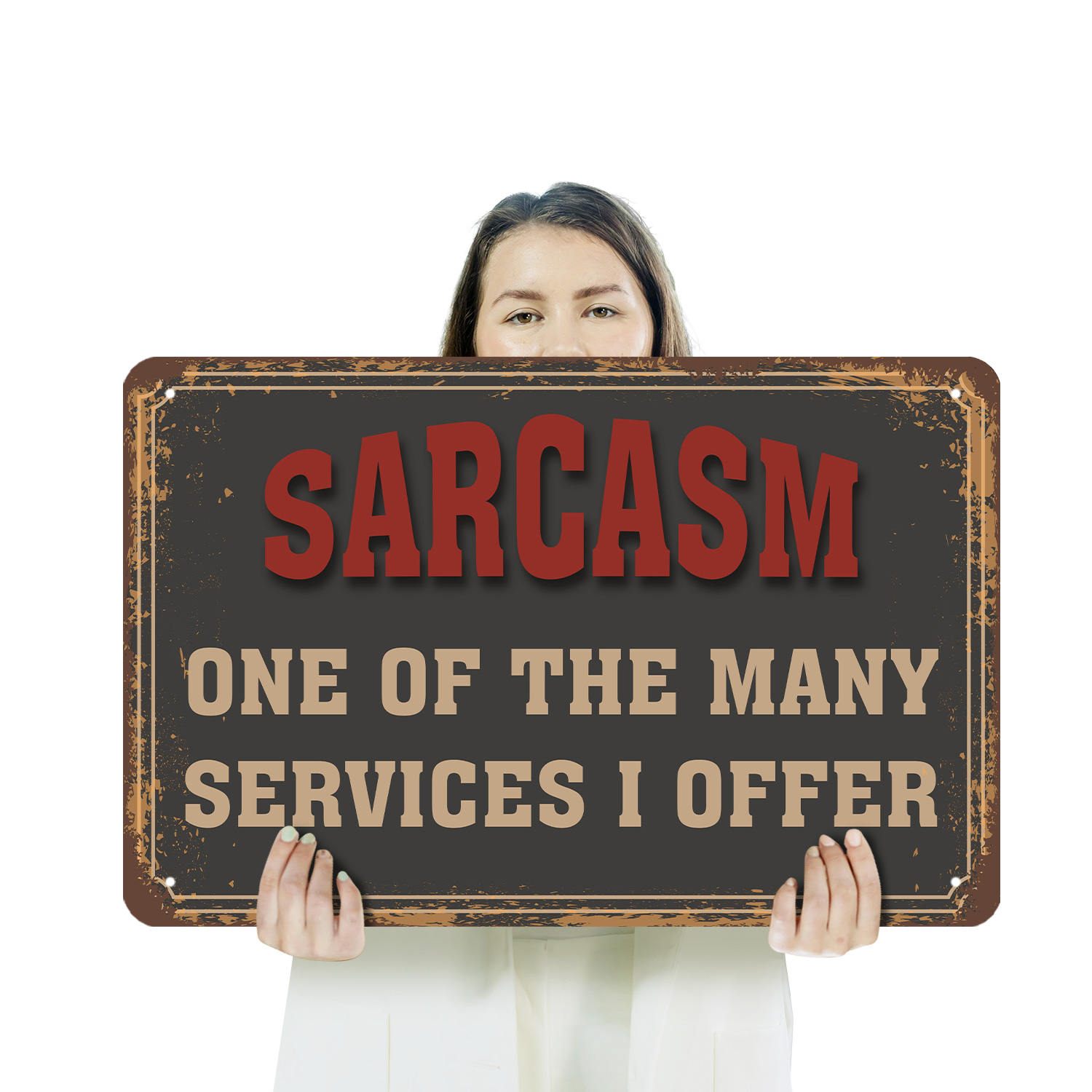 Sarkasmus einer der vielen Dienstleistungen, die ich anbiete Neuheit Schild Spaß Geschenk wetterfest - Bild 22 von 27