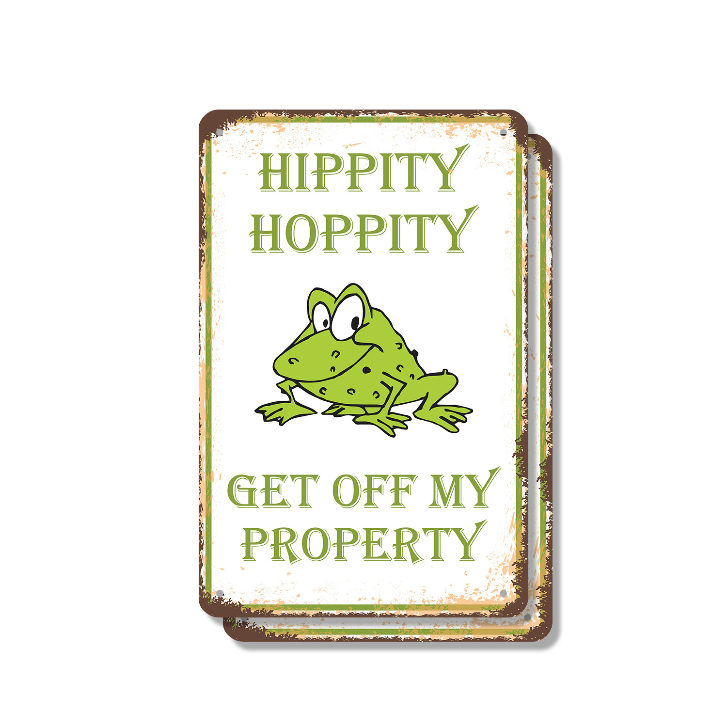 Targa In Latta EYSL "Hippity Hoppity Get Off My Property Frog!" - 15x20 Cm - Cartello Vintage Per Garage, Bar, Casa