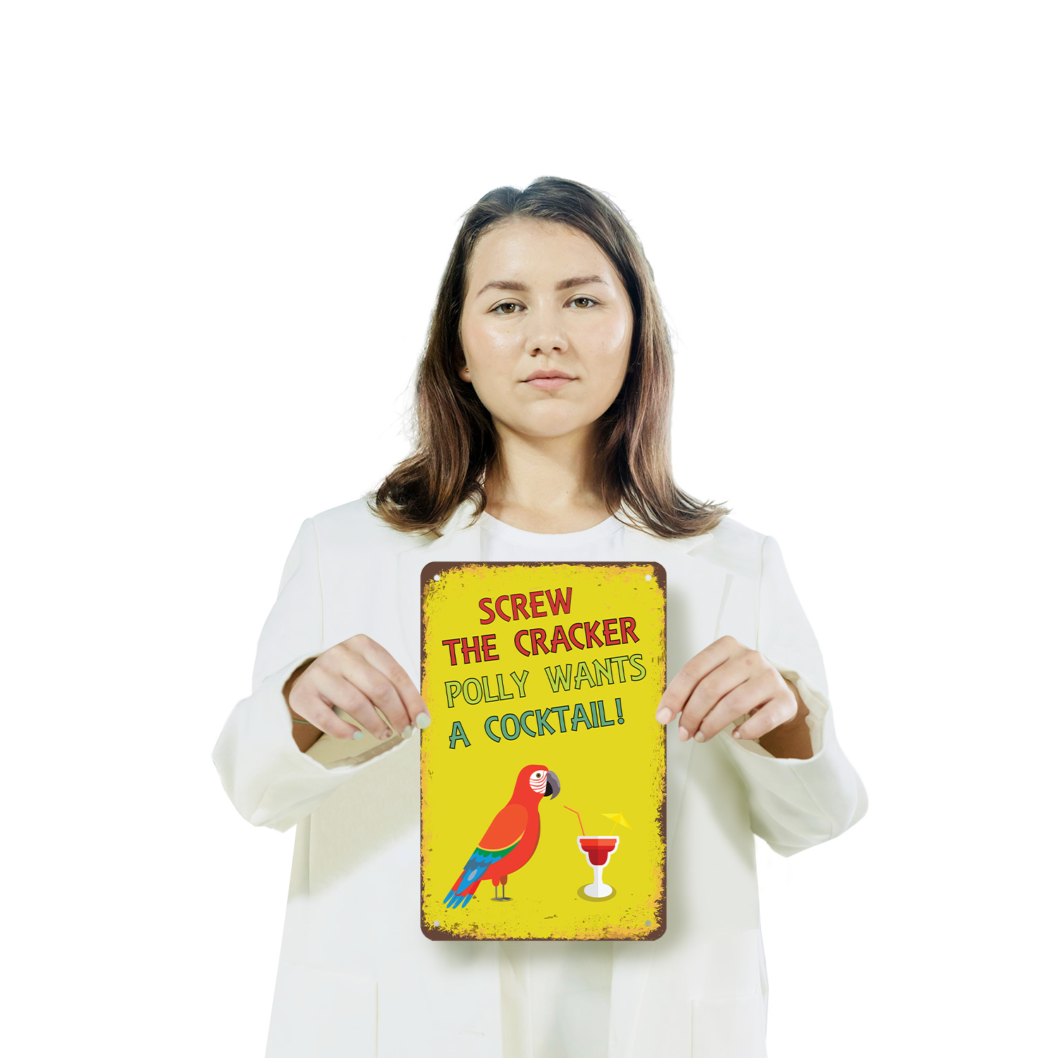 Screw the Cracker Polly Wants a Cocktail Novelty Sign Fun Gift Weatherproof - Picture 8 of 26