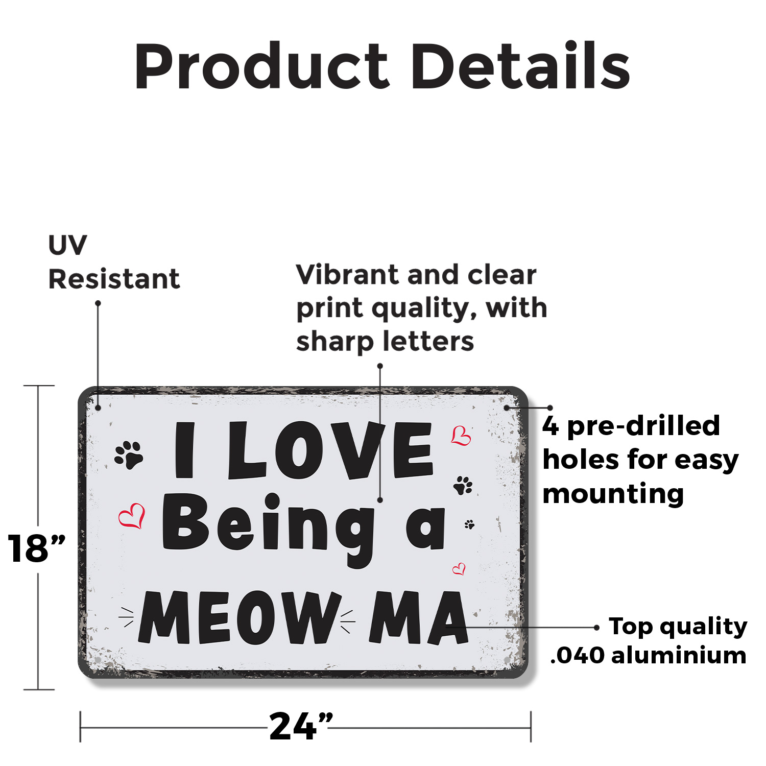 Cat Mom Sign Fur Clothes Zero Regrets Durable Perfect for Entryways Kitchens - Picture 20 of 26