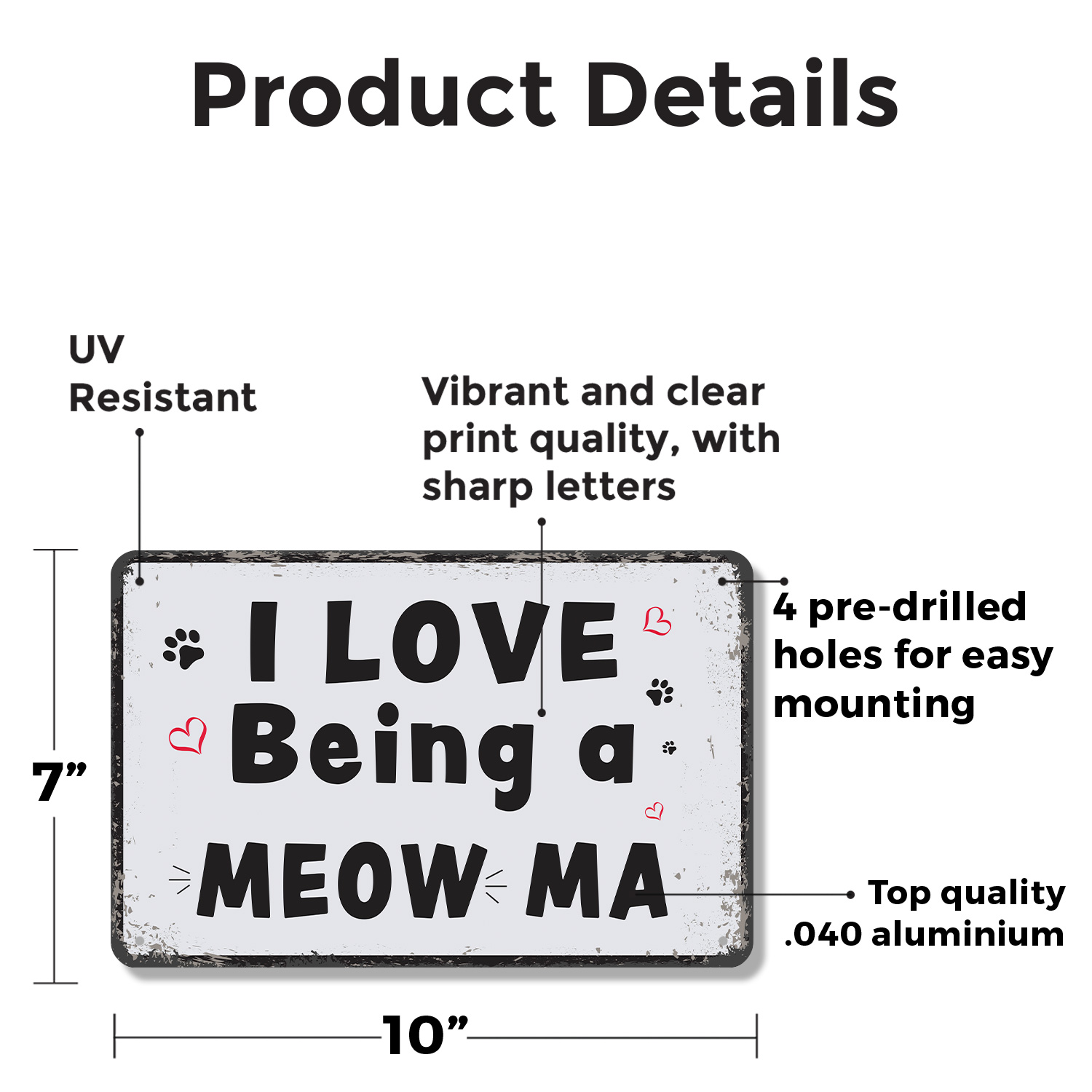 Cat Mom Sign Fur Clothes Zero Regrets Durable Perfect for Entryways Kitchens - Picture 8 of 26