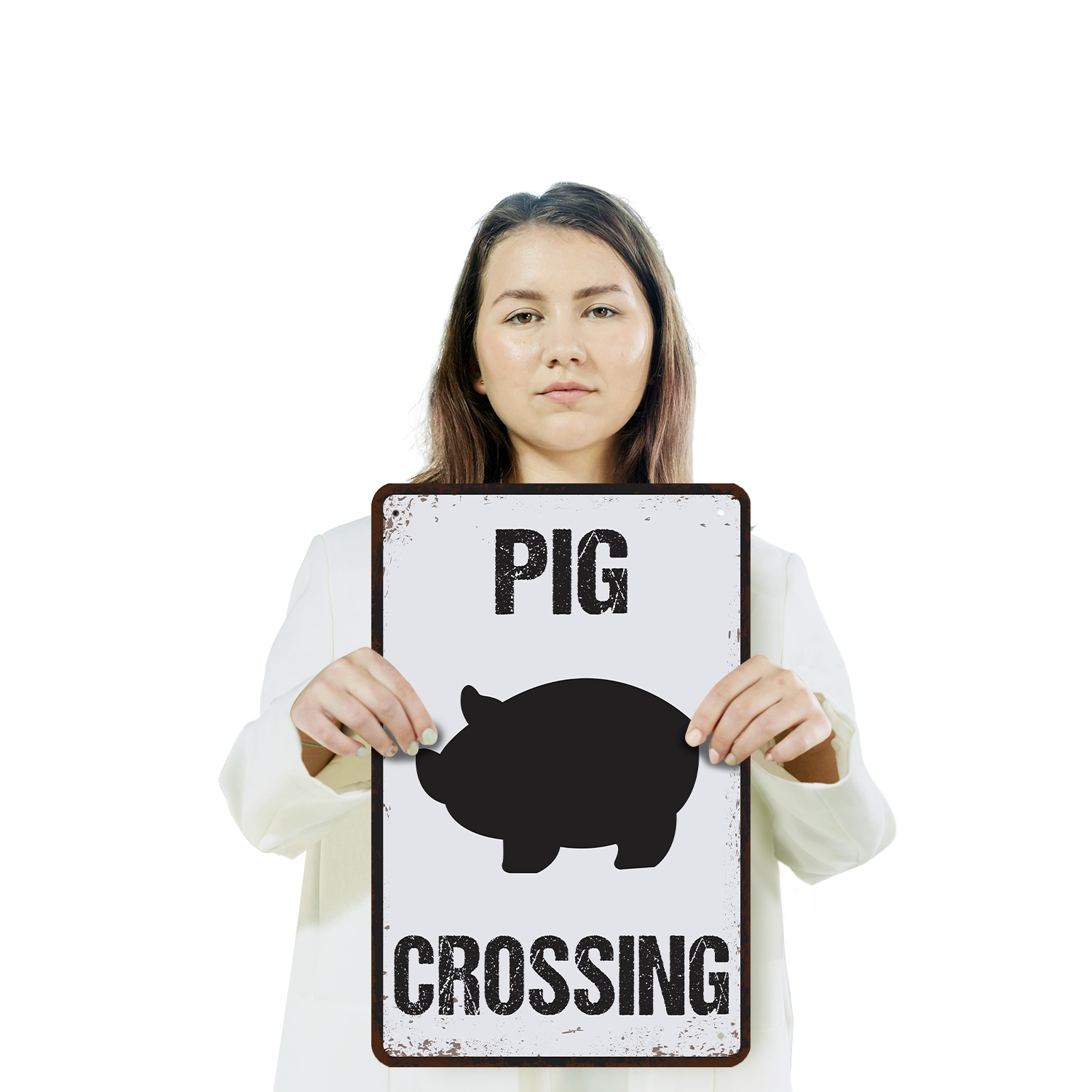 Pig Crossing Distressed Swine Hog Farm Sign Oink And Yield Perfect for Barn - Picture 16 of 26
