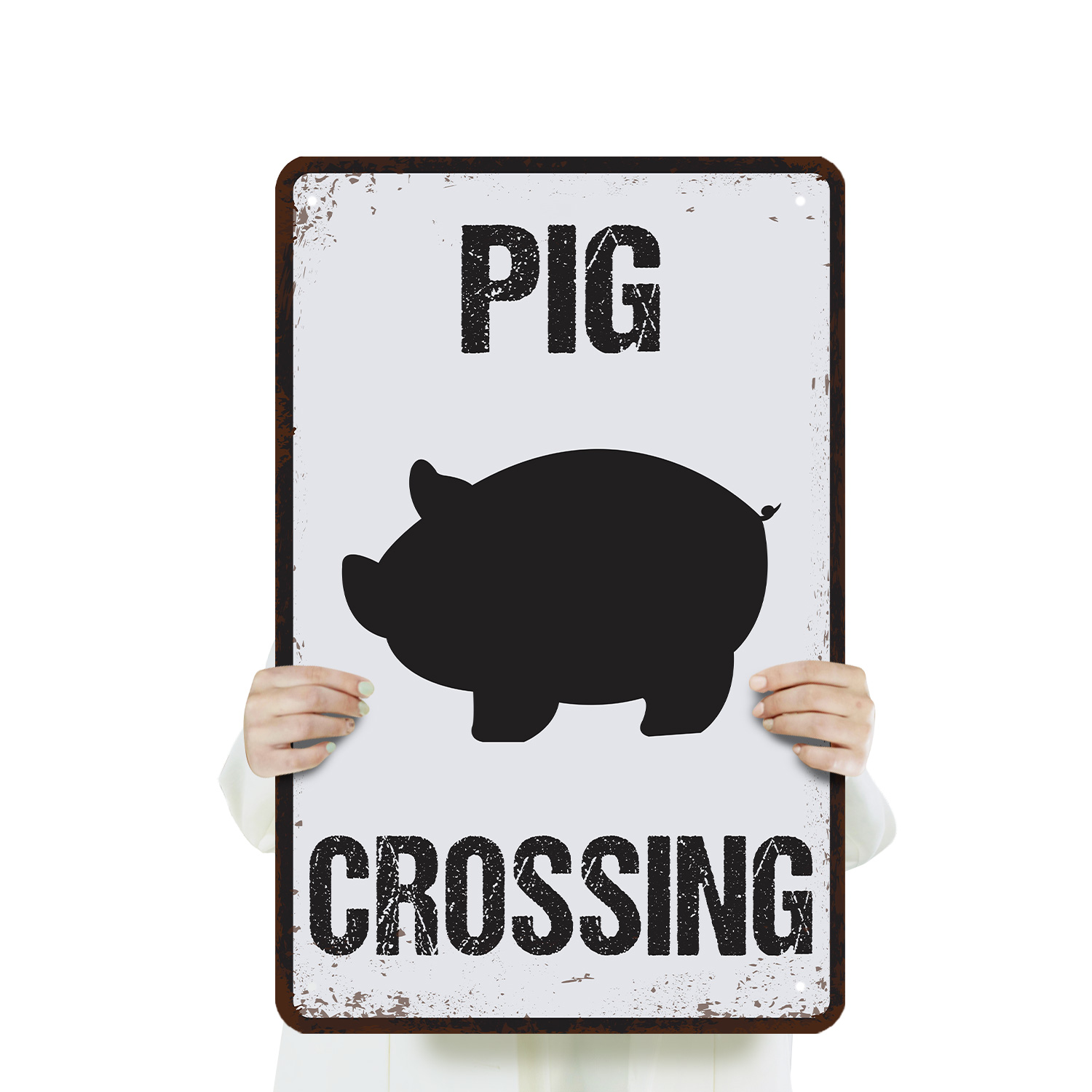 Pig Crossing Distressed Swine Hog Farm Sign Oink And Yield Perfect for Barn - Picture 21 of 26
