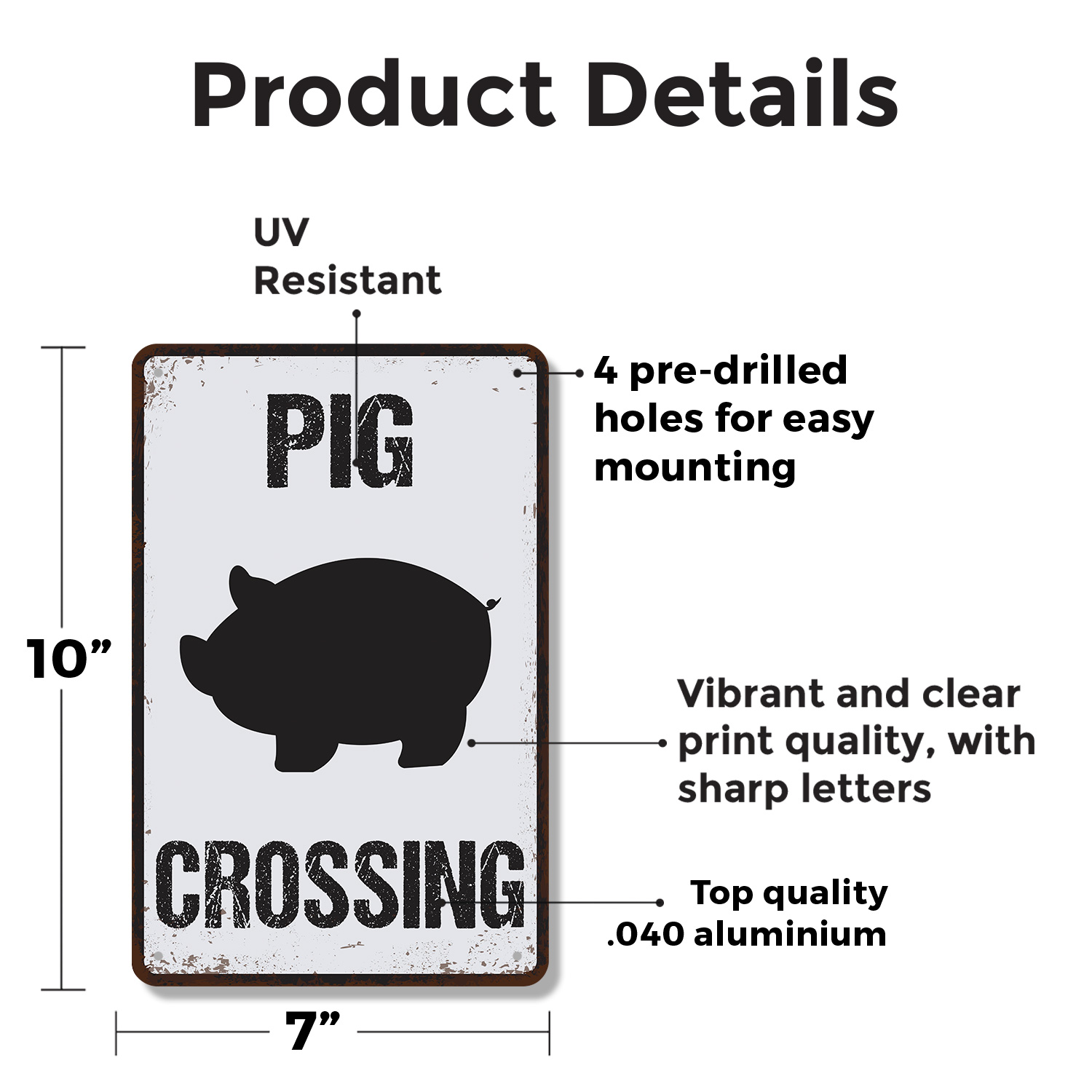 Pig Crossing Distressed Swine Hog Farm Sign Oink And Yield Perfect for Barn - Picture 8 of 26