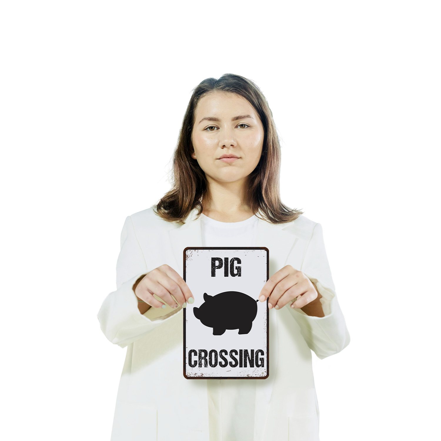 Pig Crossing Distressed Swine Hog Farm Sign Oink And Yield Perfect for Barn - Picture 9 of 26