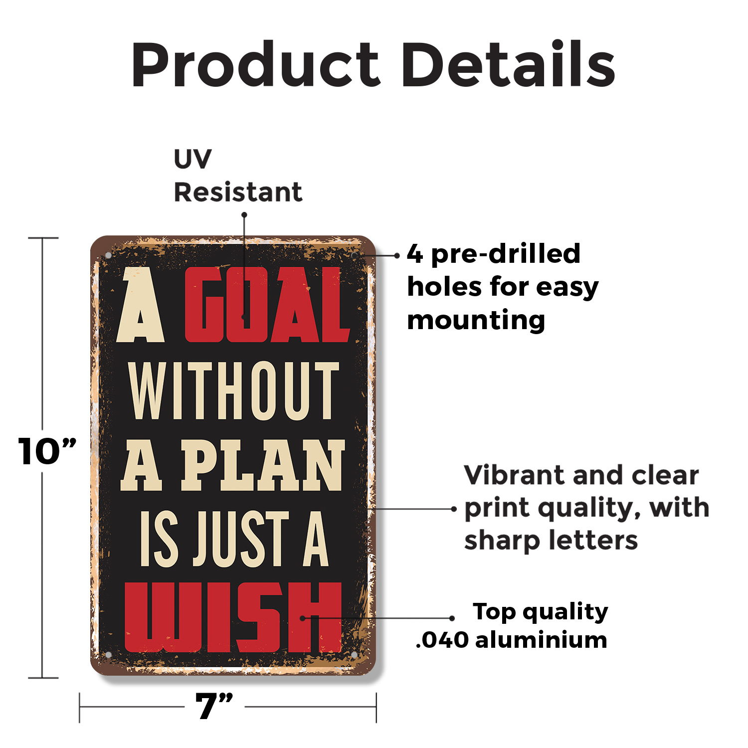 A Goal Without A Plan Is Just A Wish Vintage Style Sign Write It Map It Do It - Picture 8 of 26