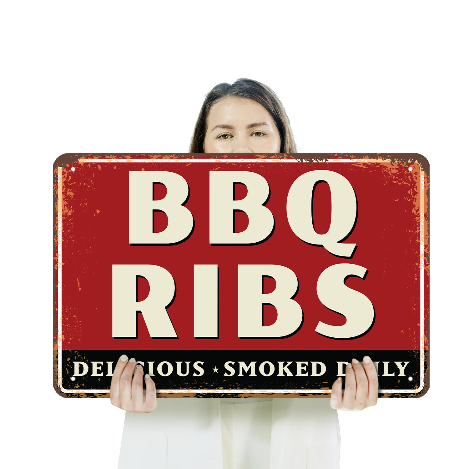 BBQ Ribs Sign Smoke Sauce Smiles Durable Perfect for Kitchens Patios