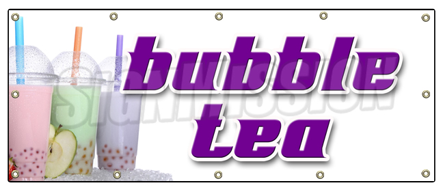 Banner de té de burbujas resistente 13 OZ vinilo con ojales de una sola cara