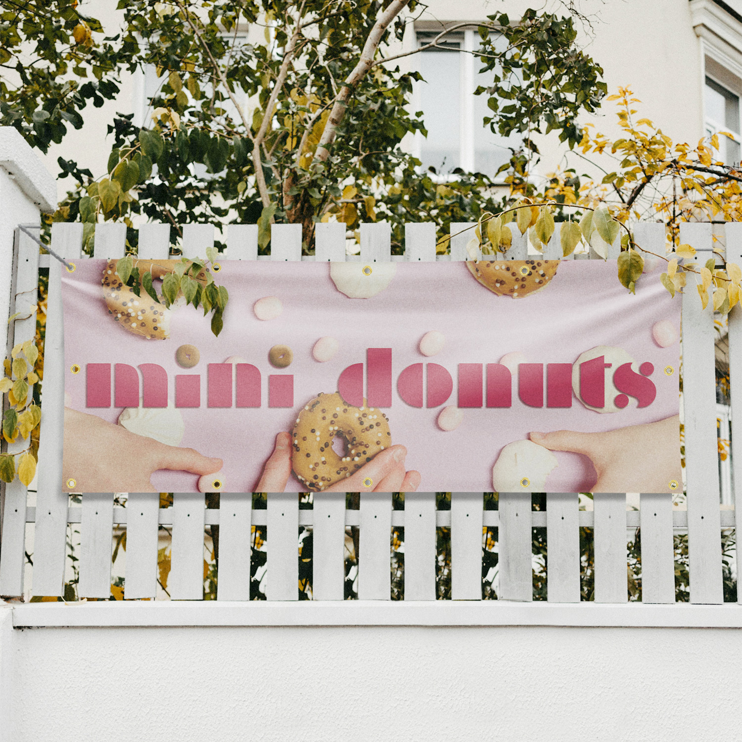 Mini Donuts 13 oz Vinyl Banner Sign with Metal Grommets Heavy-Duty Single-Sided - Picture 20 of 21