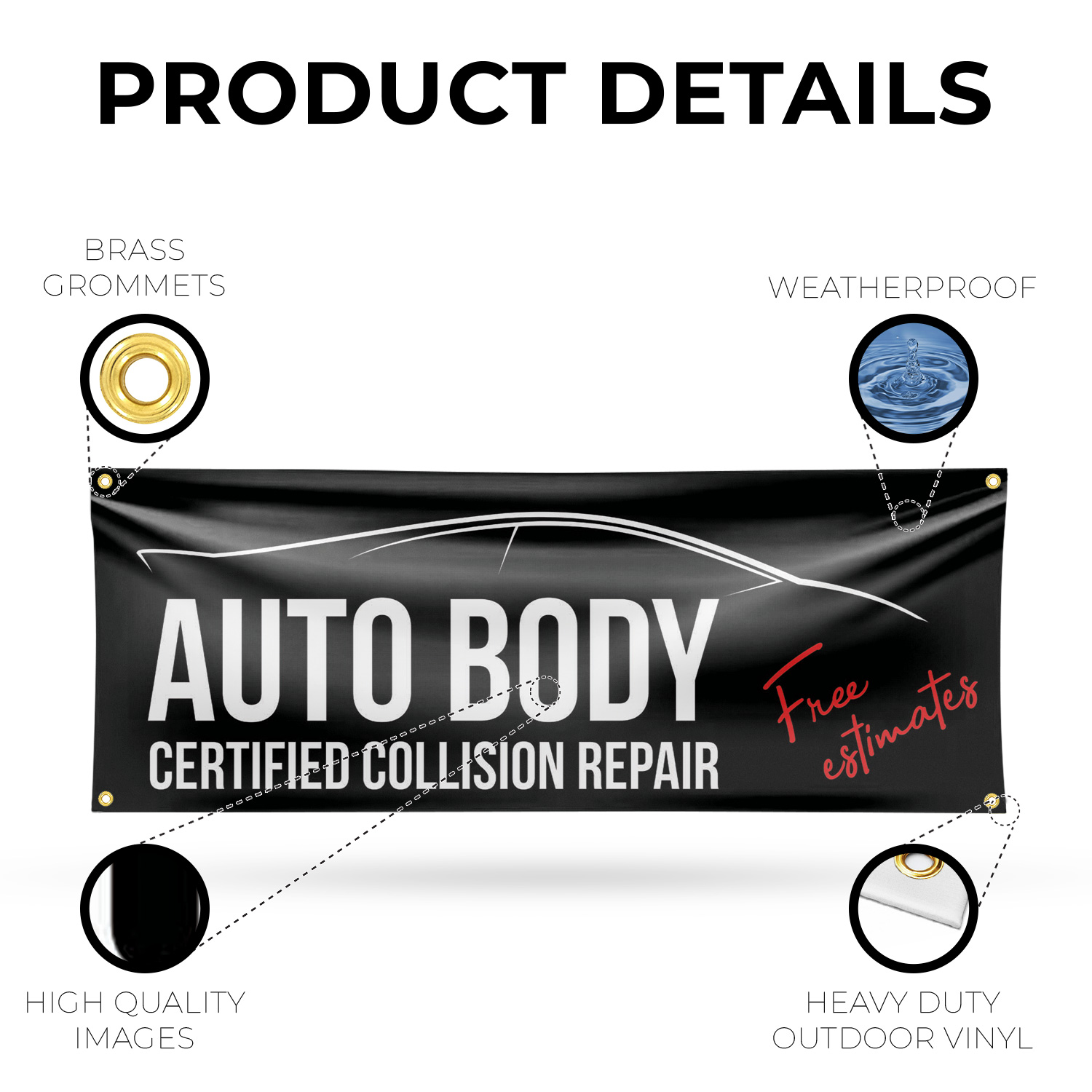 Auto Body Full Collision Repair Vinyl Banner Sign with Metal Grommets ...