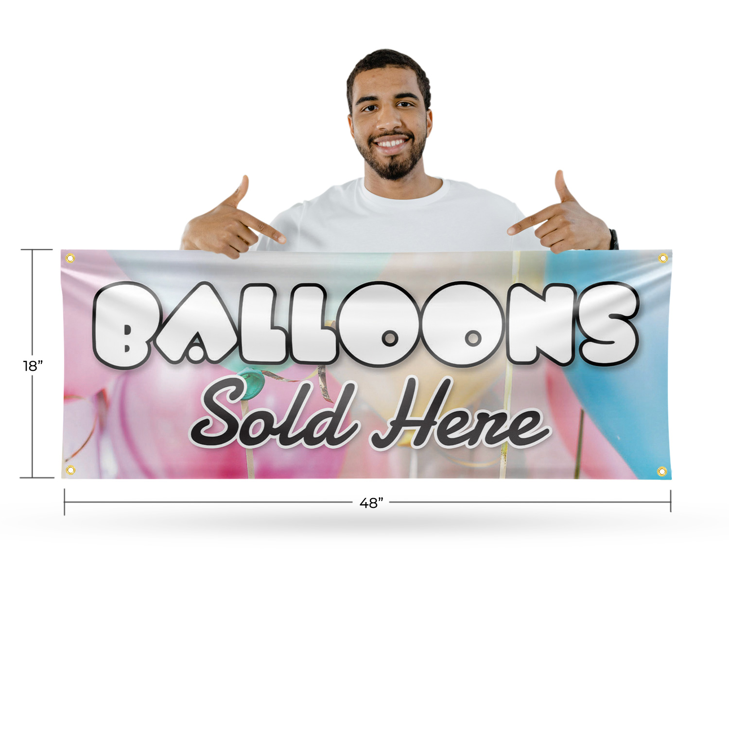 Balloons Sold Here Vinyl Banner Sign with Metal Grommets Heavy-Duty - Picture 8 of 21