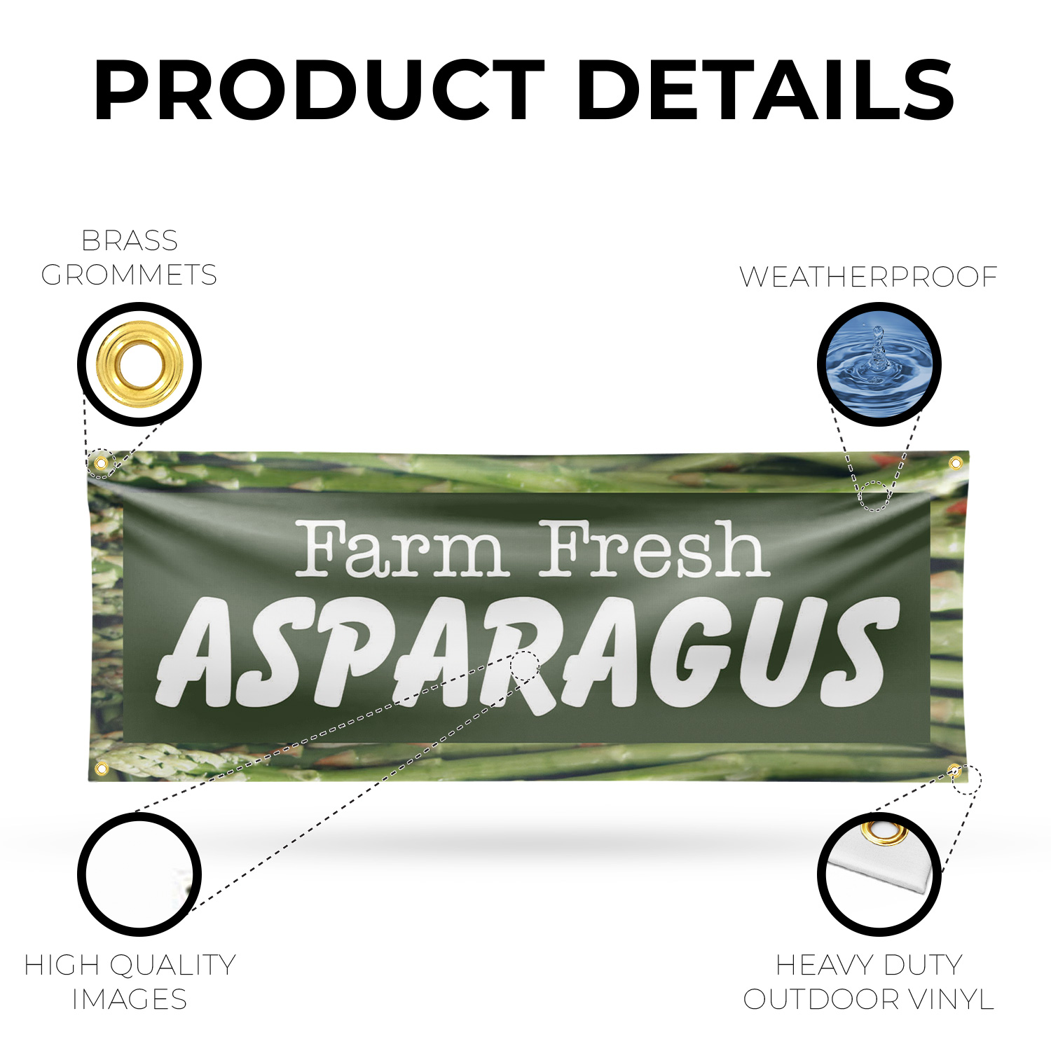Farm Fresh Asparagus Vinyl Banner Sign with Metal Grommets Heavy-Duty - Picture 9 of 21