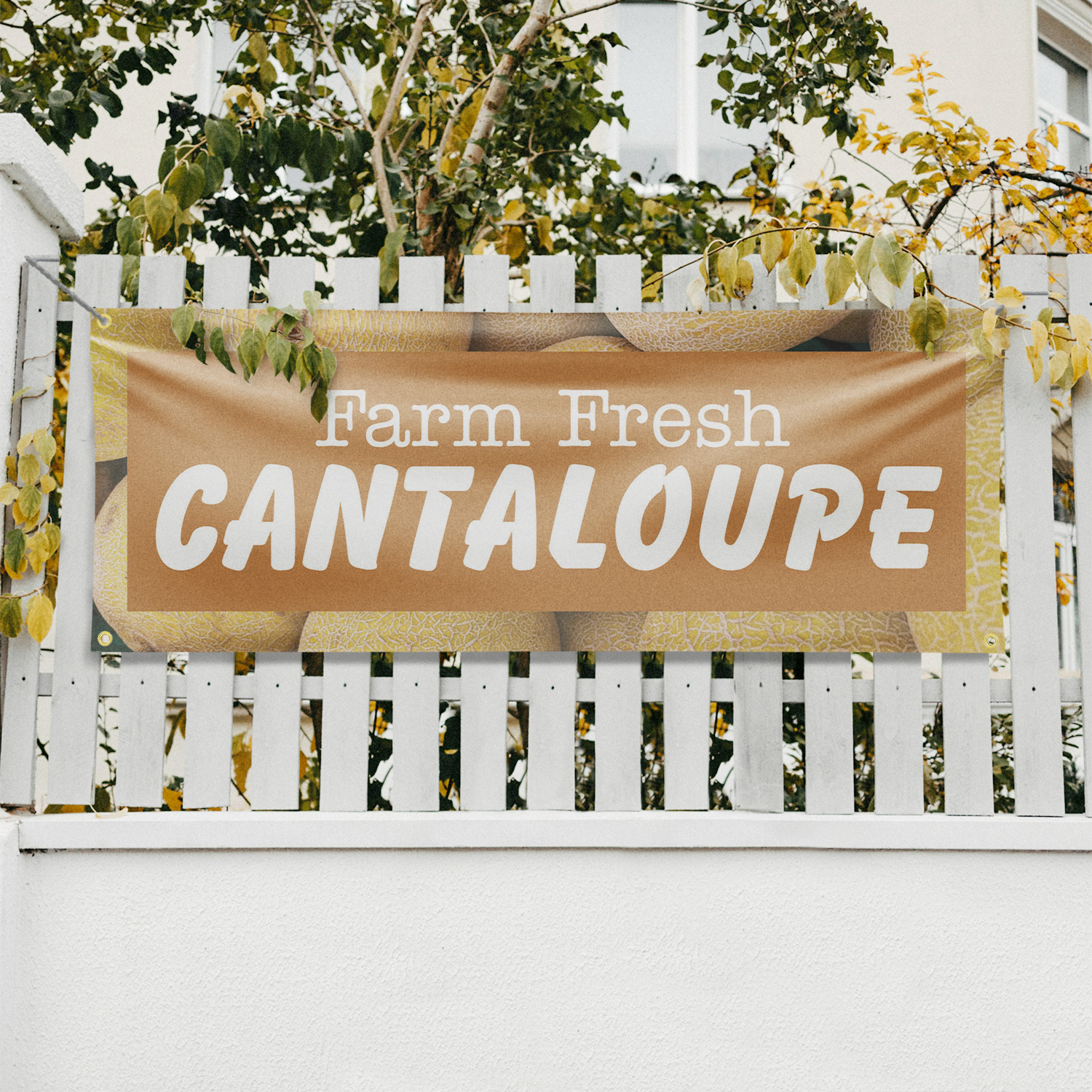 Farm Fresh Cantaloupe Vinyl Banner Sign with Metal Grommets Heavy-Duty - Picture 10 of 21