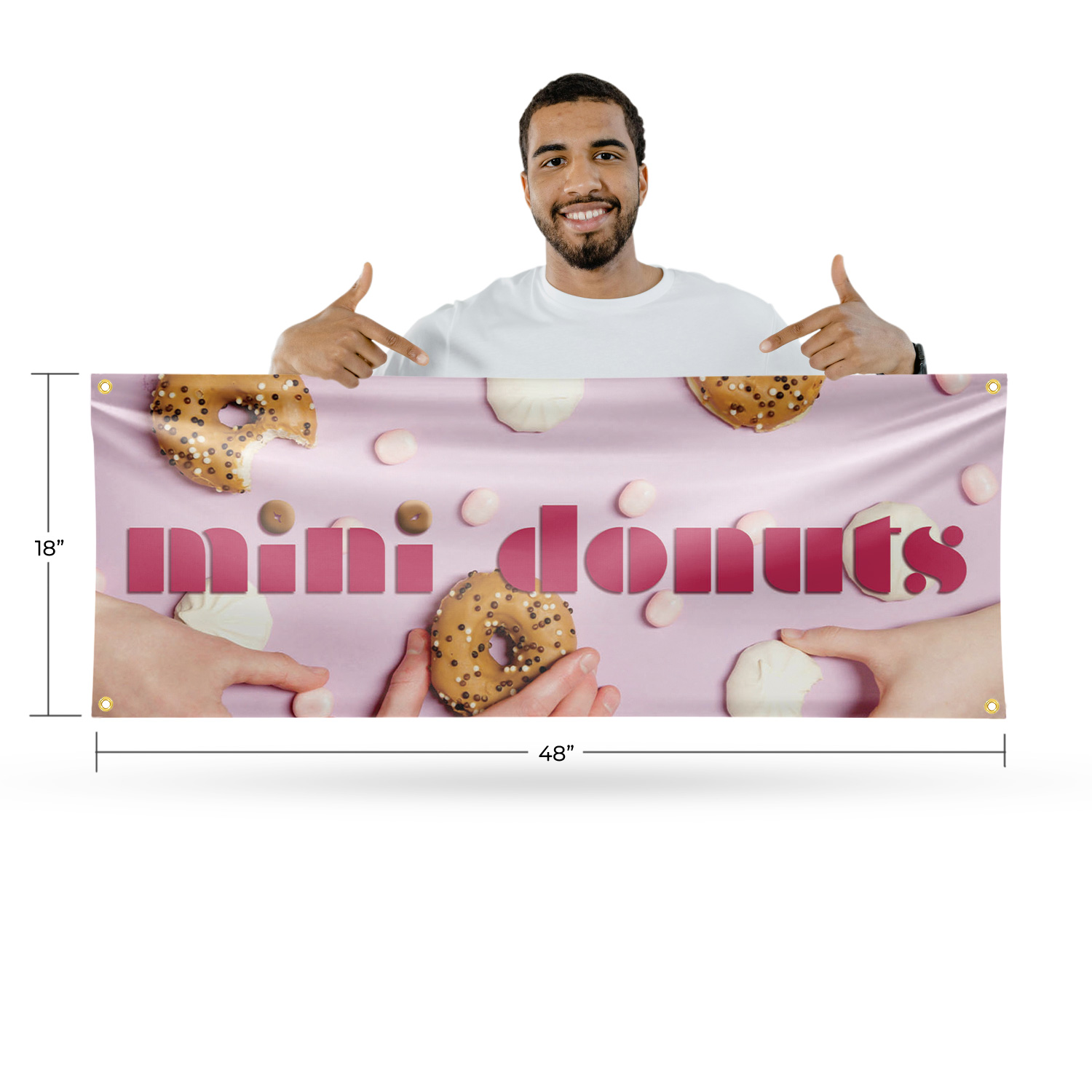 Mini Donuts 13 oz Vinyl Banner Sign with Metal Grommets Heavy-Duty Single-Sided - Picture 8 of 21
