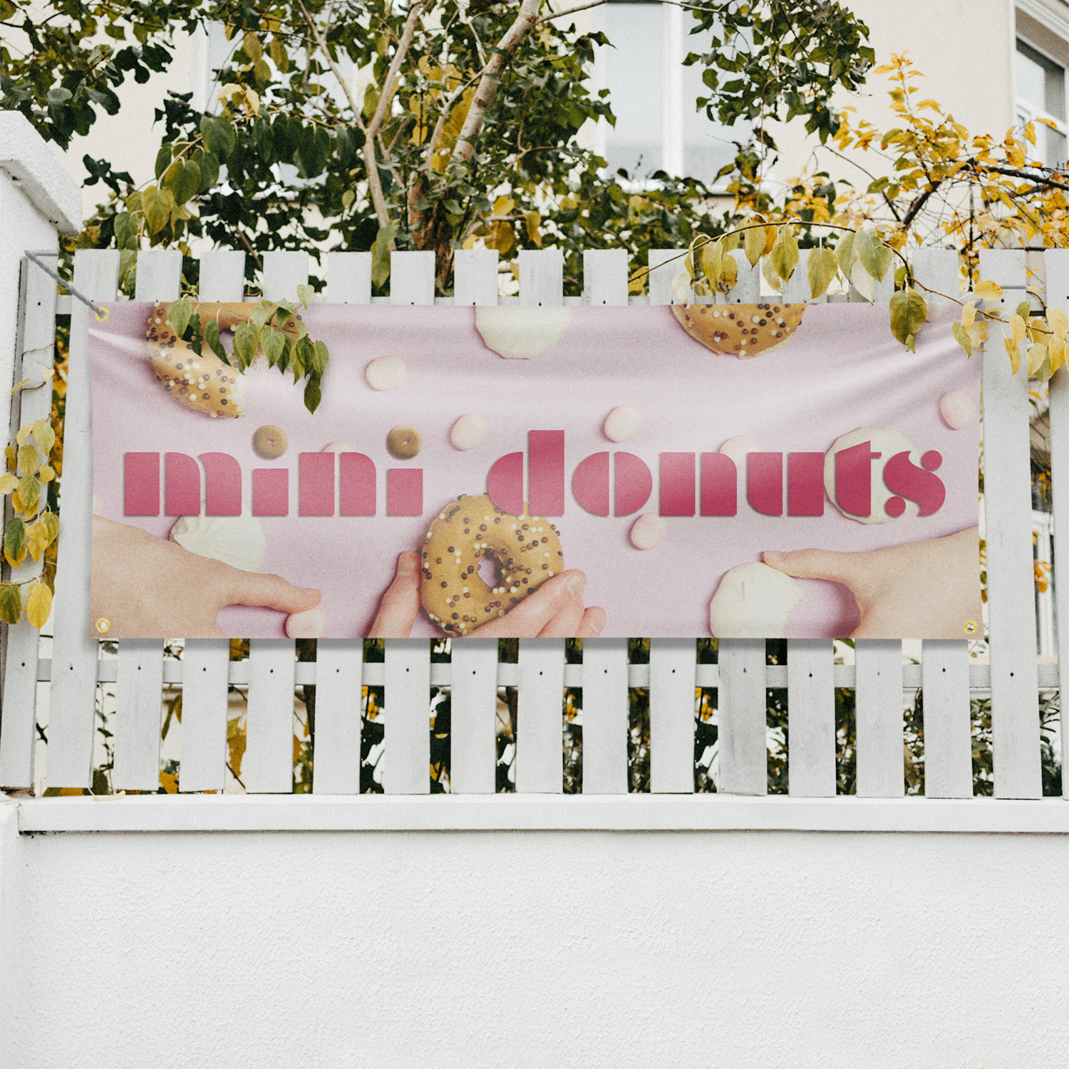 Mini Donuts 13 oz Vinyl Banner Sign with Metal Grommets Heavy-Duty Single-Sided - Picture 10 of 21