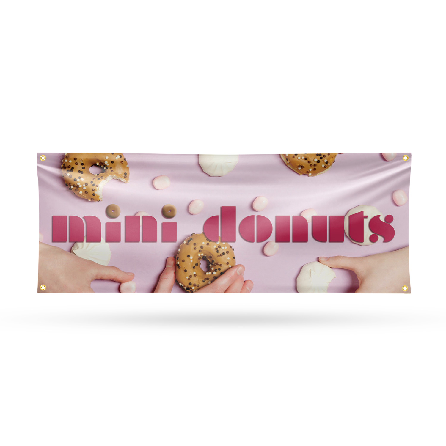 Mini Donuts 13 oz Vinyl Banner Sign with Metal Grommets Heavy-Duty Single-Sided - Picture 7 of 21