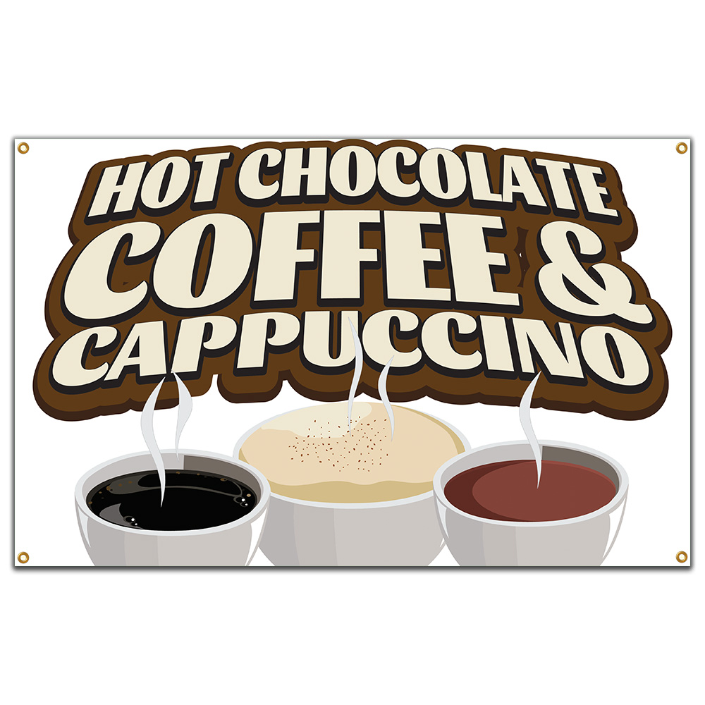 Hot Chocolate Coffee And Cappuccino Banner Concession Stand Food Truck - Picture 9 of 11
