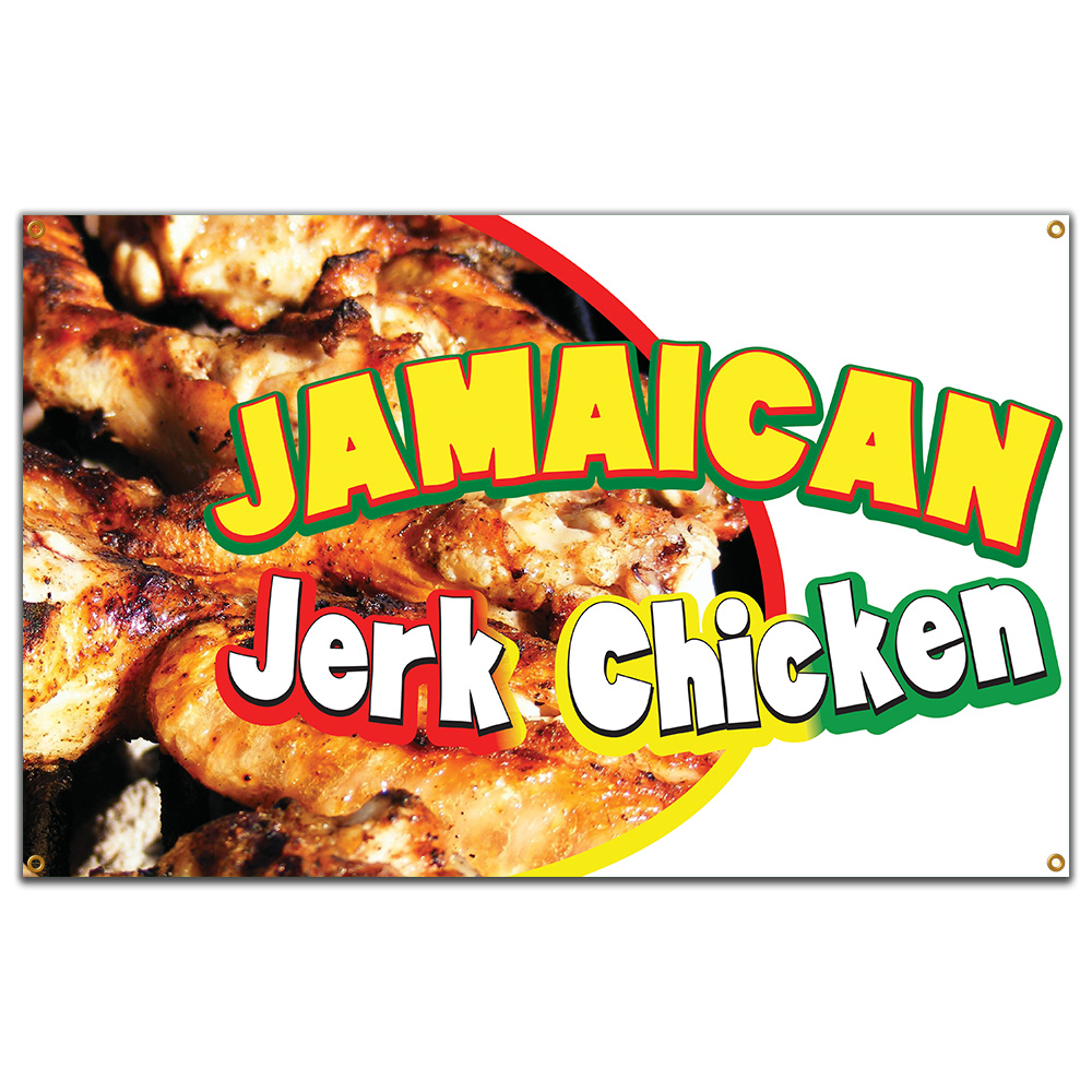 Jamaican Jerk Chicken Banner Concession Stand Food Truck Single Sided - Picture 9 of 11