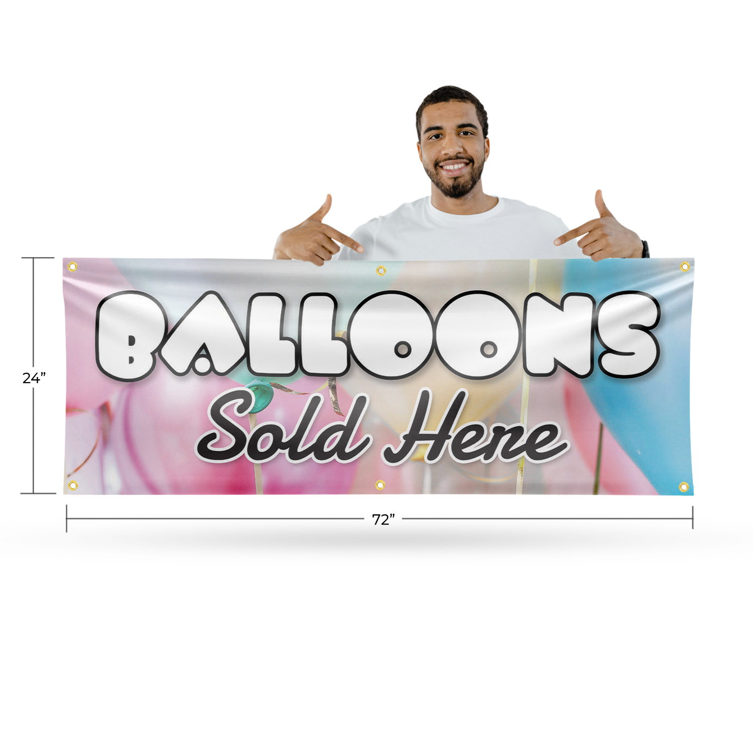Balloons Sold Here Vinyl Banner Sign with Metal Grommets Heavy-Duty - Picture 13 of 21