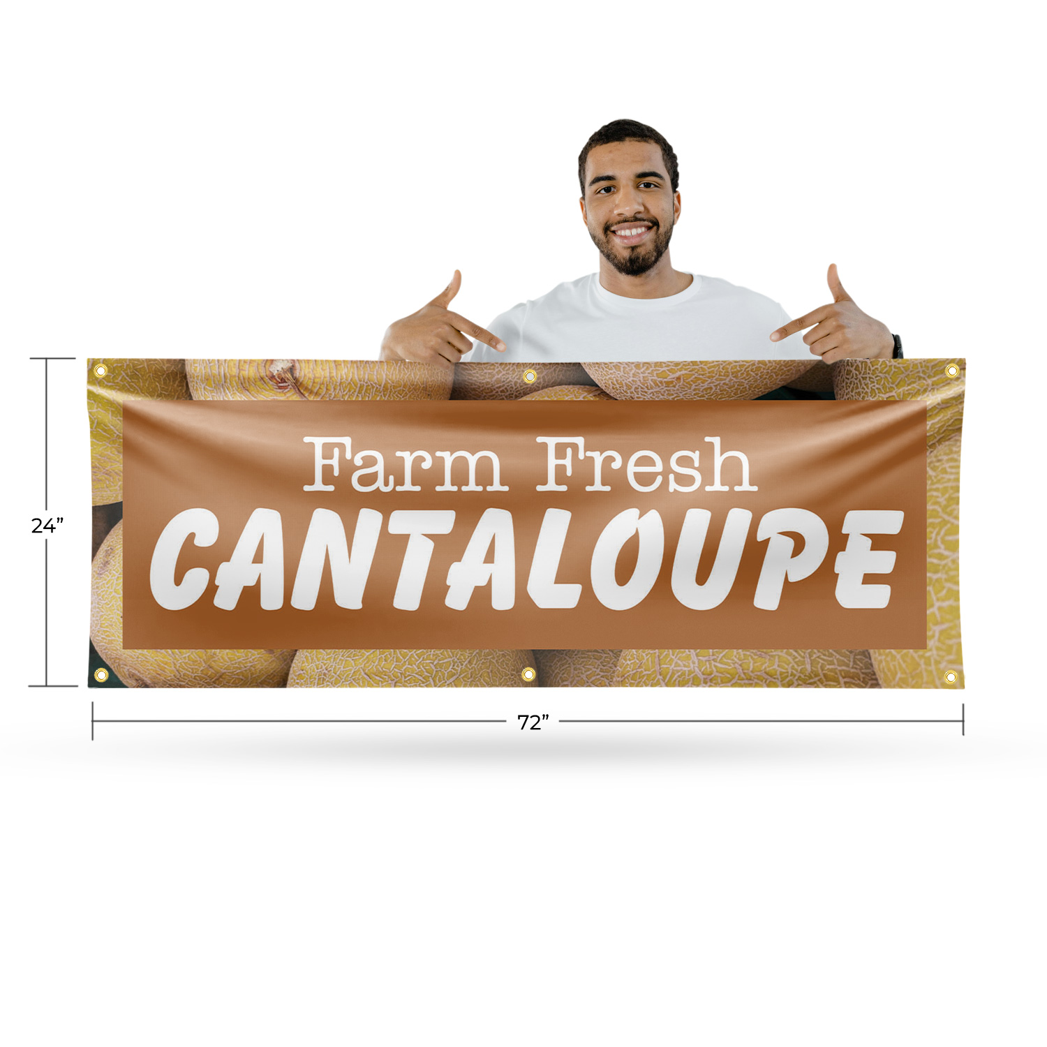 Farm Fresh Cantaloupe Vinyl Banner Sign with Metal Grommets Heavy-Duty - Picture 13 of 21